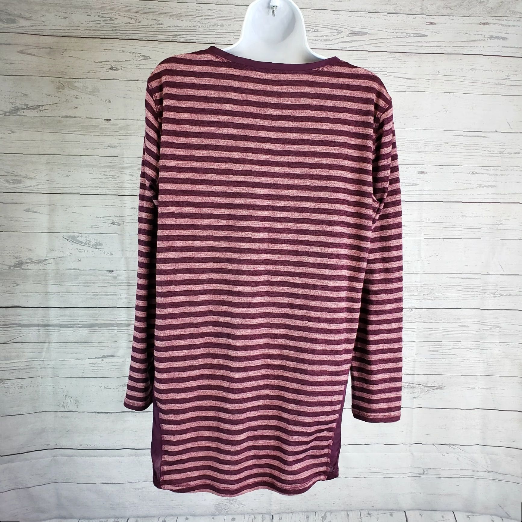 Vintage LOGO by Lori Goldstein Blouse Knit Top Sz Small Burgundy Striped Long Sleeve Womens Size S / US 4 / IT 40 - 3 Thumbnail