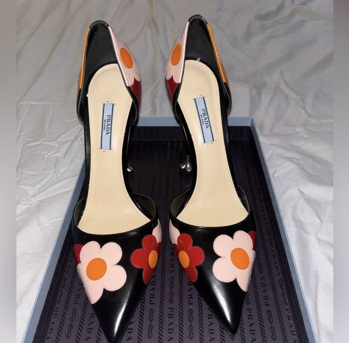 Prada Prada Spazzolato Fior Floral Heels Size US 10 / IT 40 - 1 Thumbnail