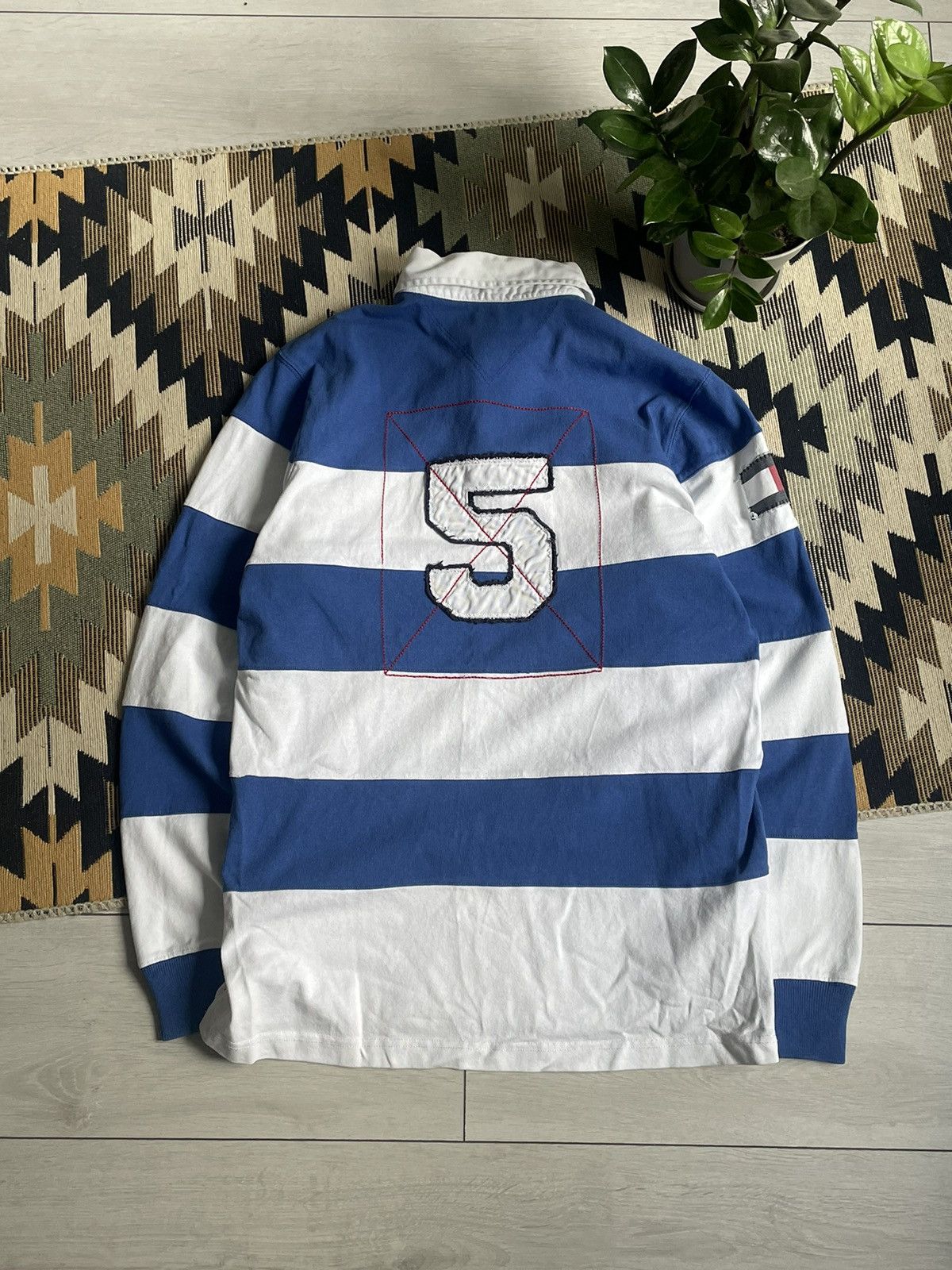 Tommy Hilfiger × Vintage Vintage Tommy Hilfiger #5 Striped Rugby Longsleve Size US L / EU 52-54 / 3 - 2 Thumbnail