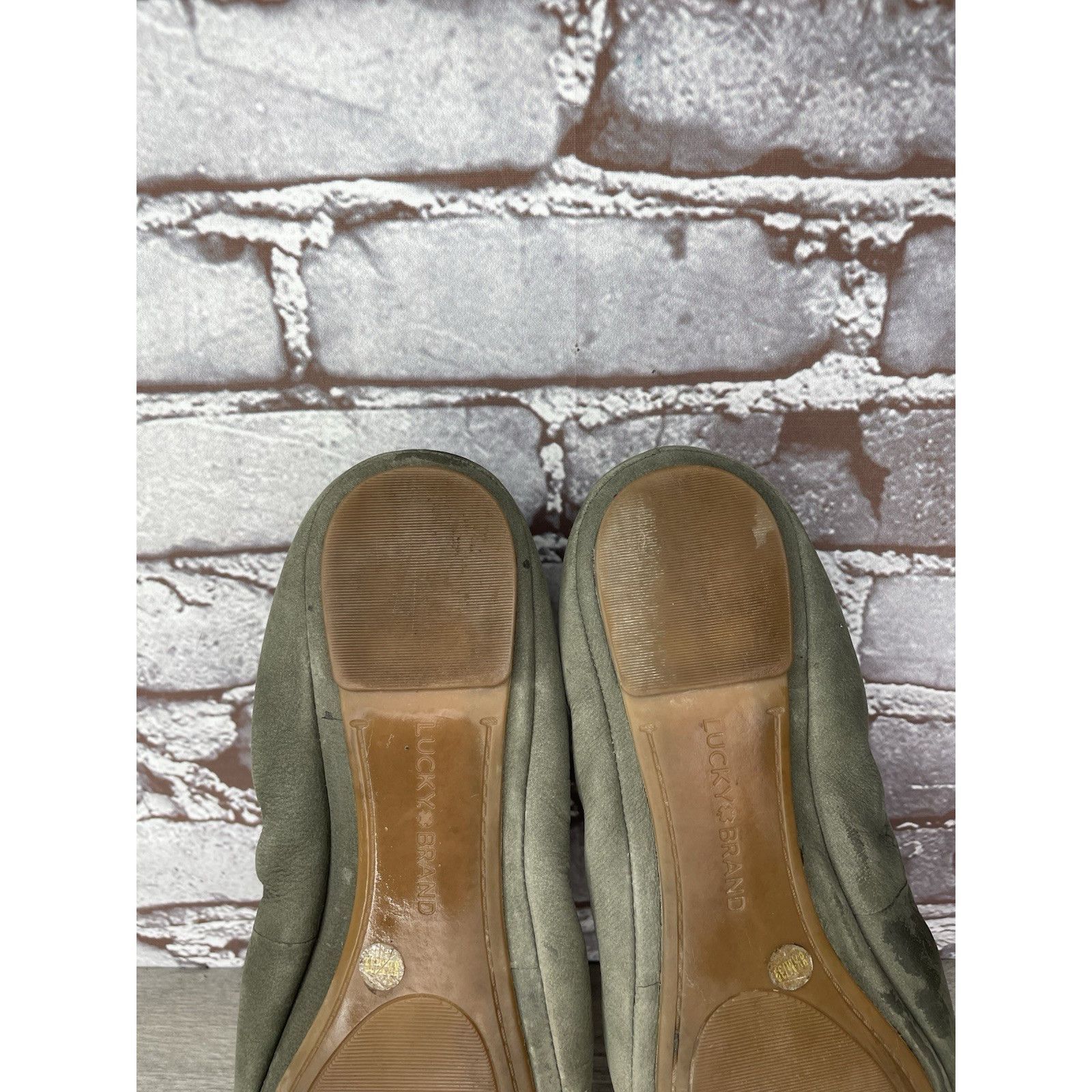 Lucky Brand Lucky Brand Olive Green Suede Erin Round Toe Ballet Flats Wo Size US 8.5 / IT 38.5 - 22 Thumbnail