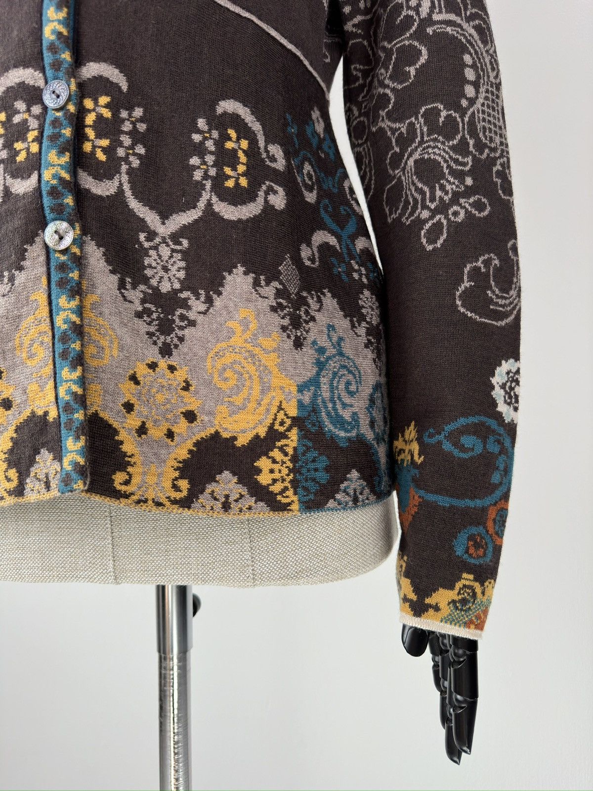 Other IVKO Jacquard Cardigan Pleated Back Multicolor Wool Knit Size S / US 4 / IT 40 - 5 Thumbnail