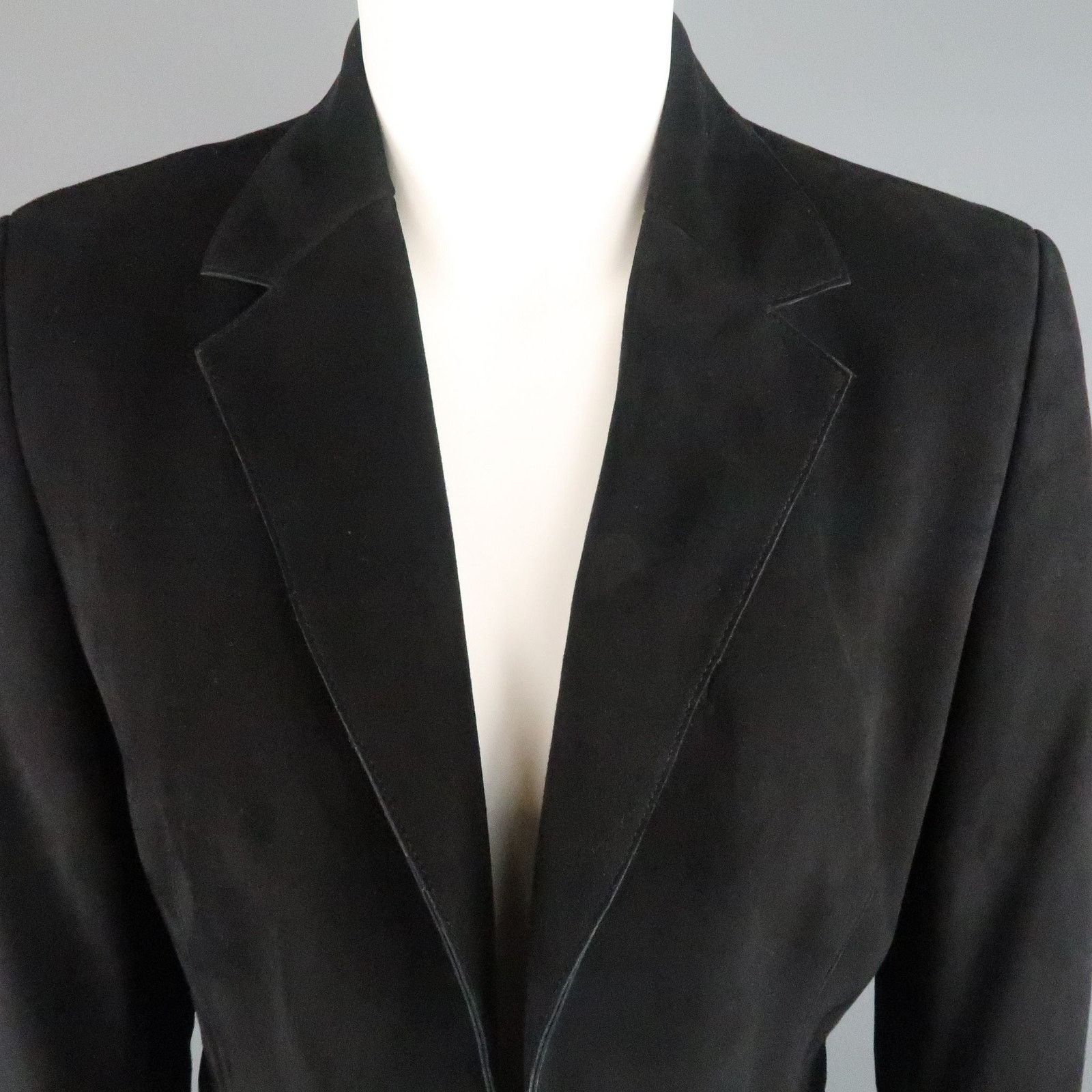 Akris AKRIS Size 10 Black Suede & Wool Zip Off Sport Coat Jacket Size US L / EU 52-54 / 3 - 3 Thumbnail
