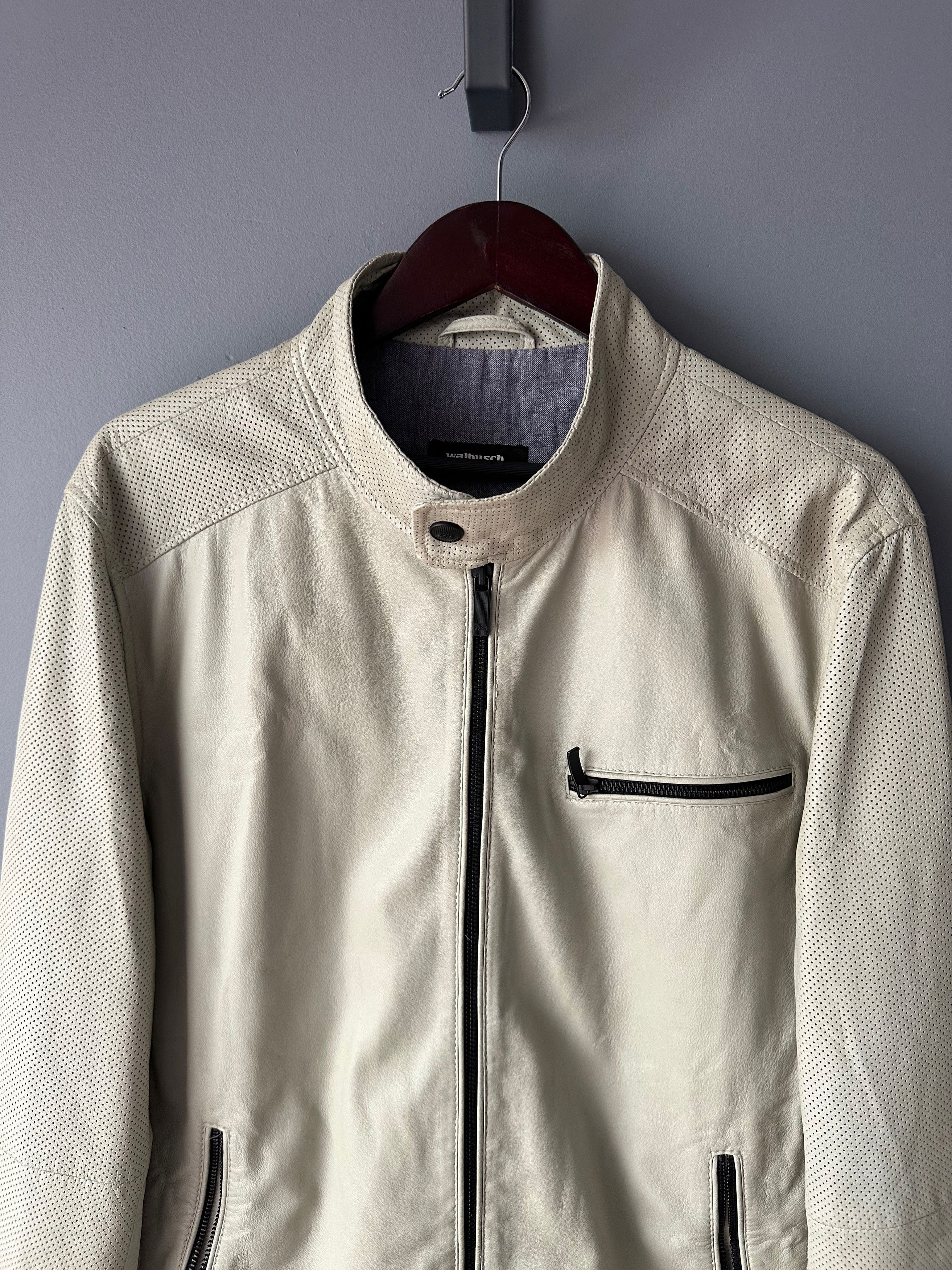 Leather Walbusch Lamb Nappa Leather cream jacket Size US L / EU 52-54 / 3 - 2 Thumbnail