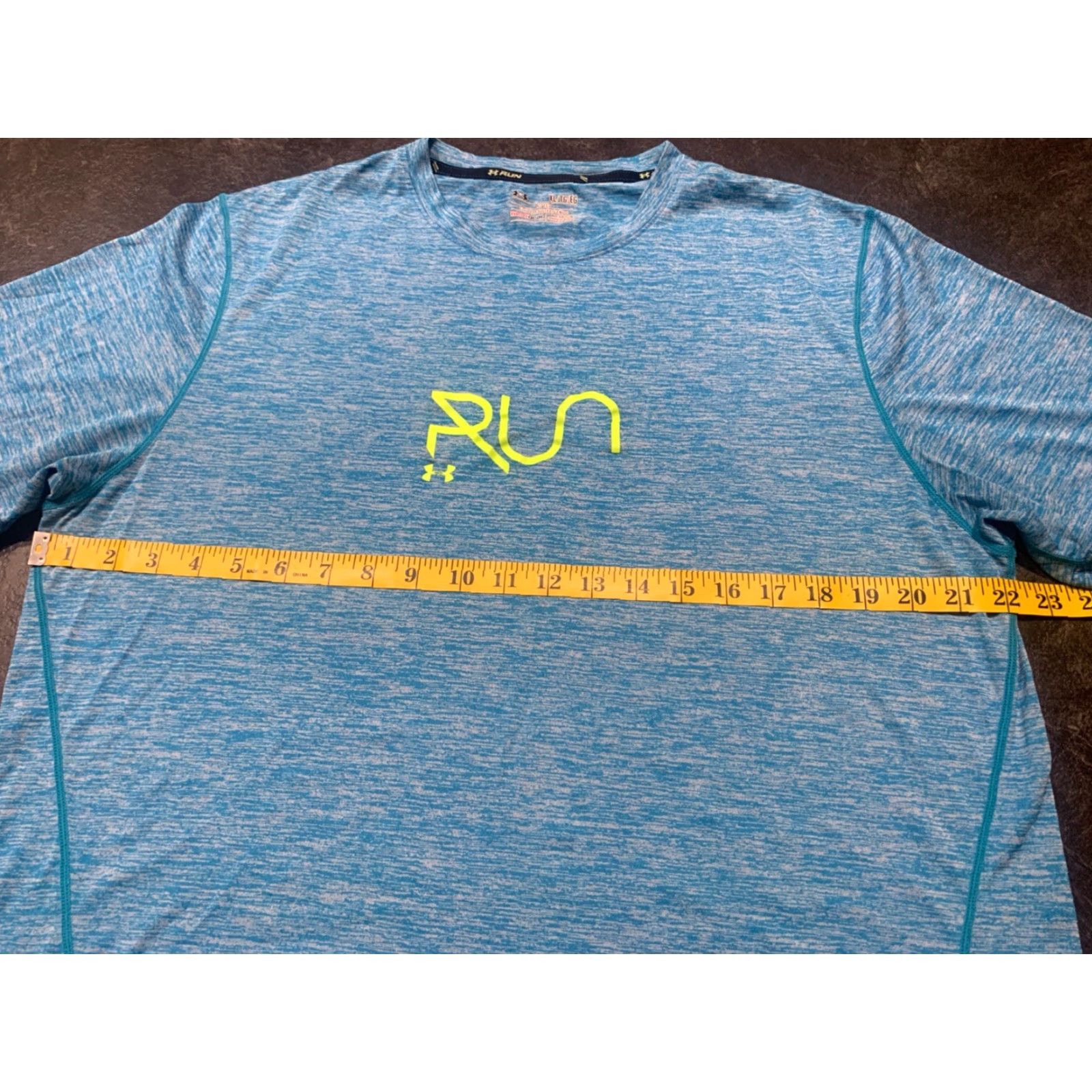 Under Armour UNDER ARMOUR HeatGear Men’s T-Shirt XL Blue Heathered Short Sleeve Crew Neck Logo Moisture Wicking Athletic Run Fit Size US XL / EU 56 / 4 - 6 Thumbnail