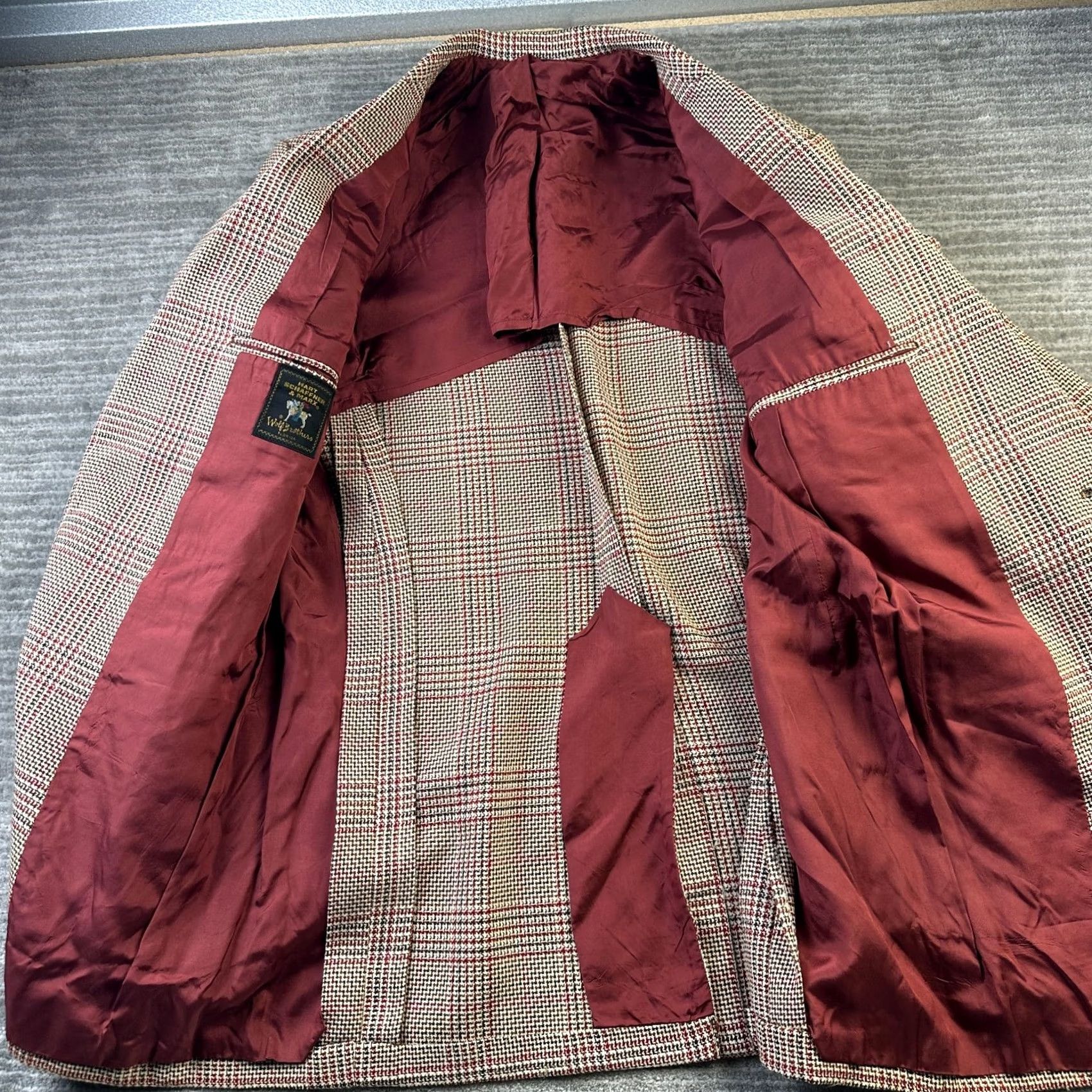 Hart Schaffner Marx VINTAGE Hart Schaffner Marx Blazer Sport Coat Mens 44S Glen Plaid Jacket 70s Size 44R - 6 Thumbnail