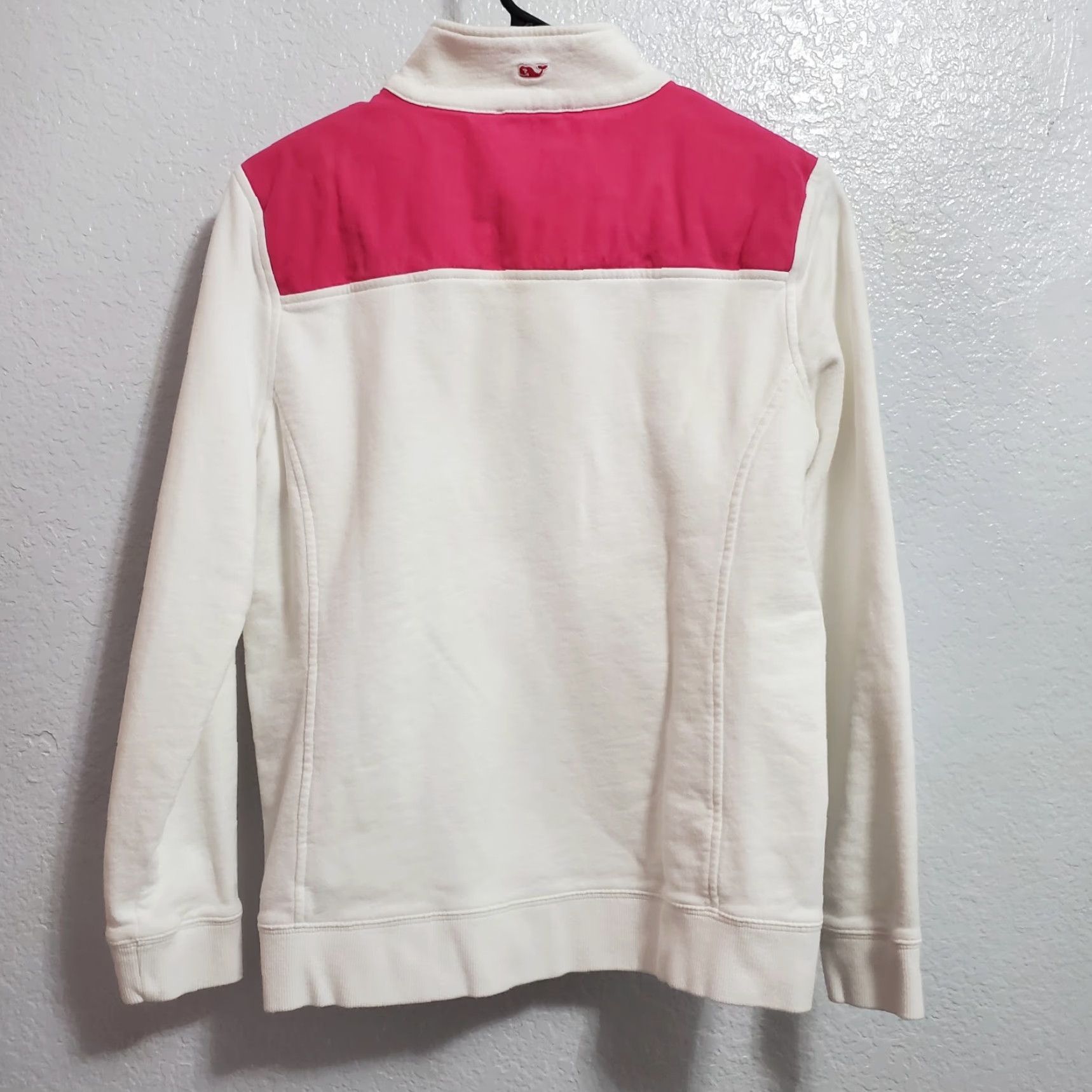 Vineyard Vines Vineyard Vines Sweatshirt Women M White Pink 1/4 Zip Pullover 100% Cotton Mock Neck Long Sleeve Logo Size M / US 6-8 / IT 42-44 - 2 Thumbnail