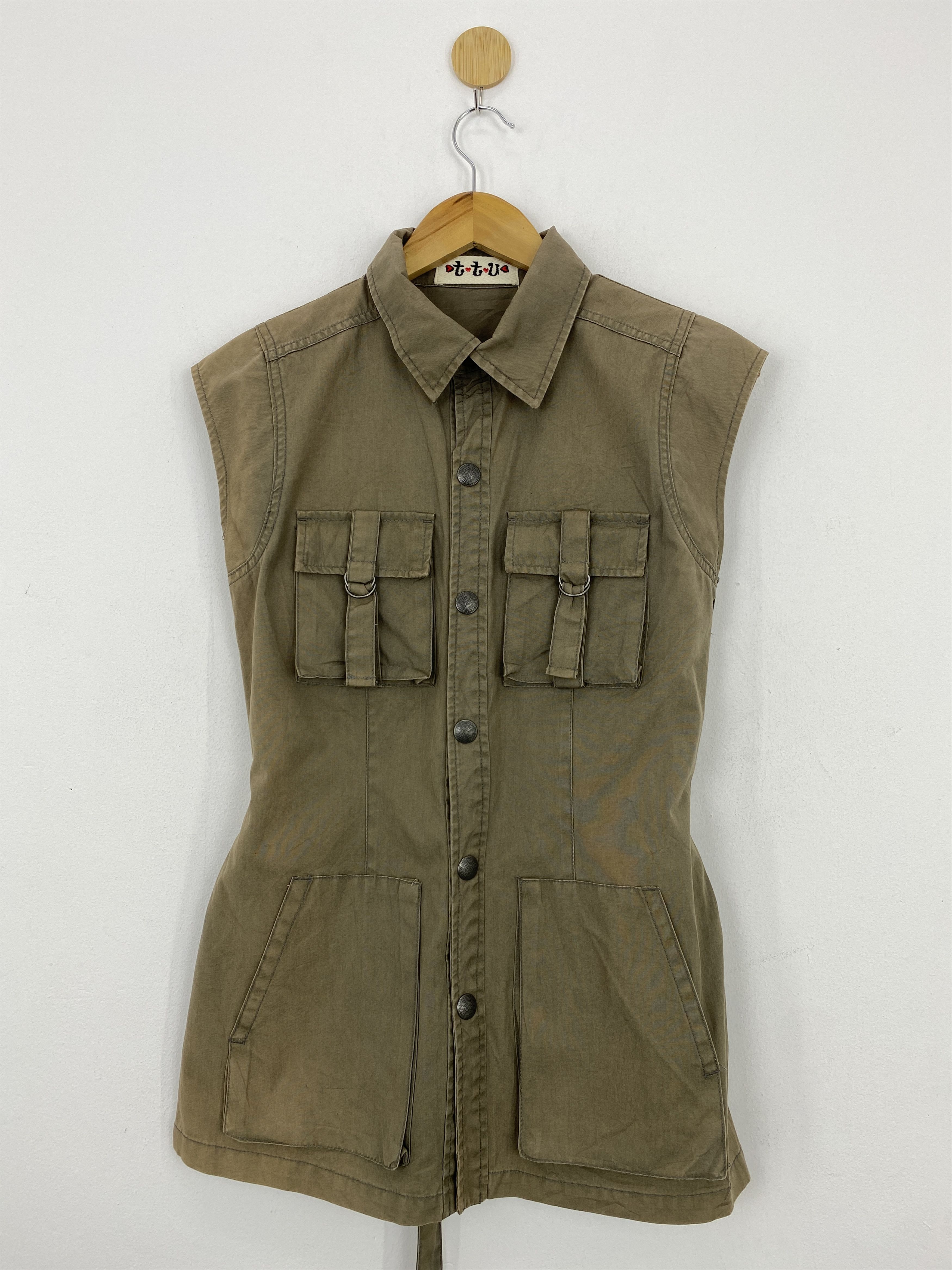 Vintage Military Style Multi Pocket Denim Women Vest J1838