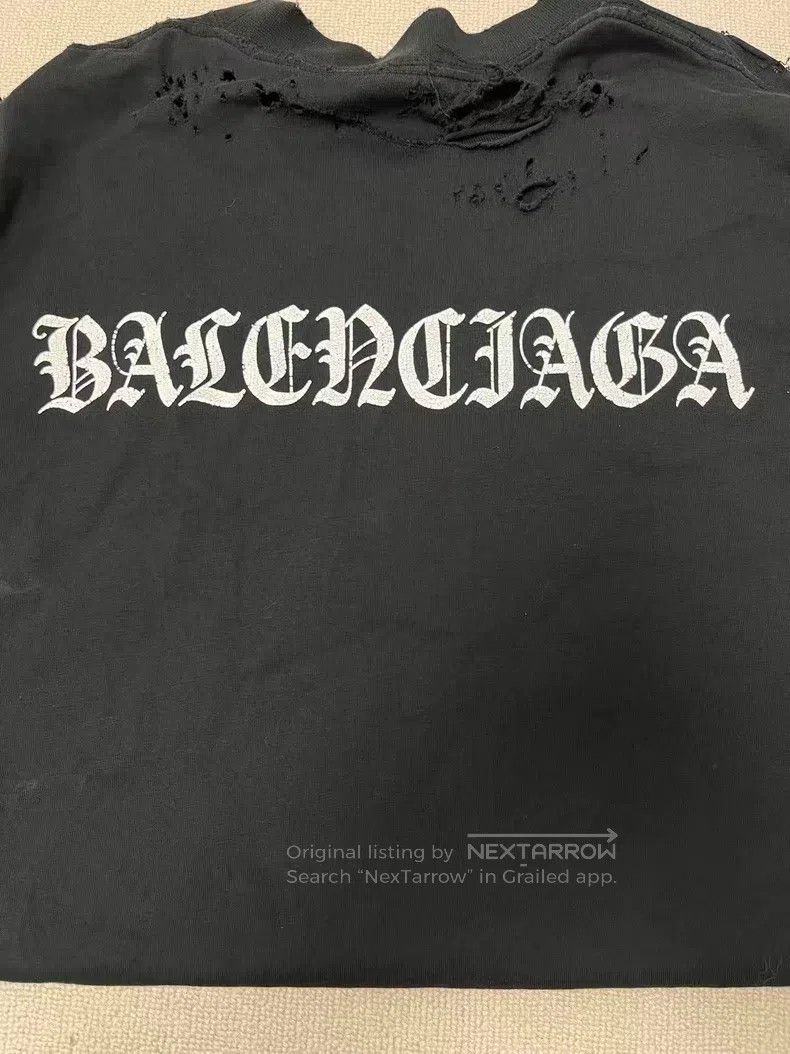 Balenciaga Balenciaga Ripped Back Letter Print Casual Crew Neck Short Size L / US 10 / IT 46 - 5 Thumbnail