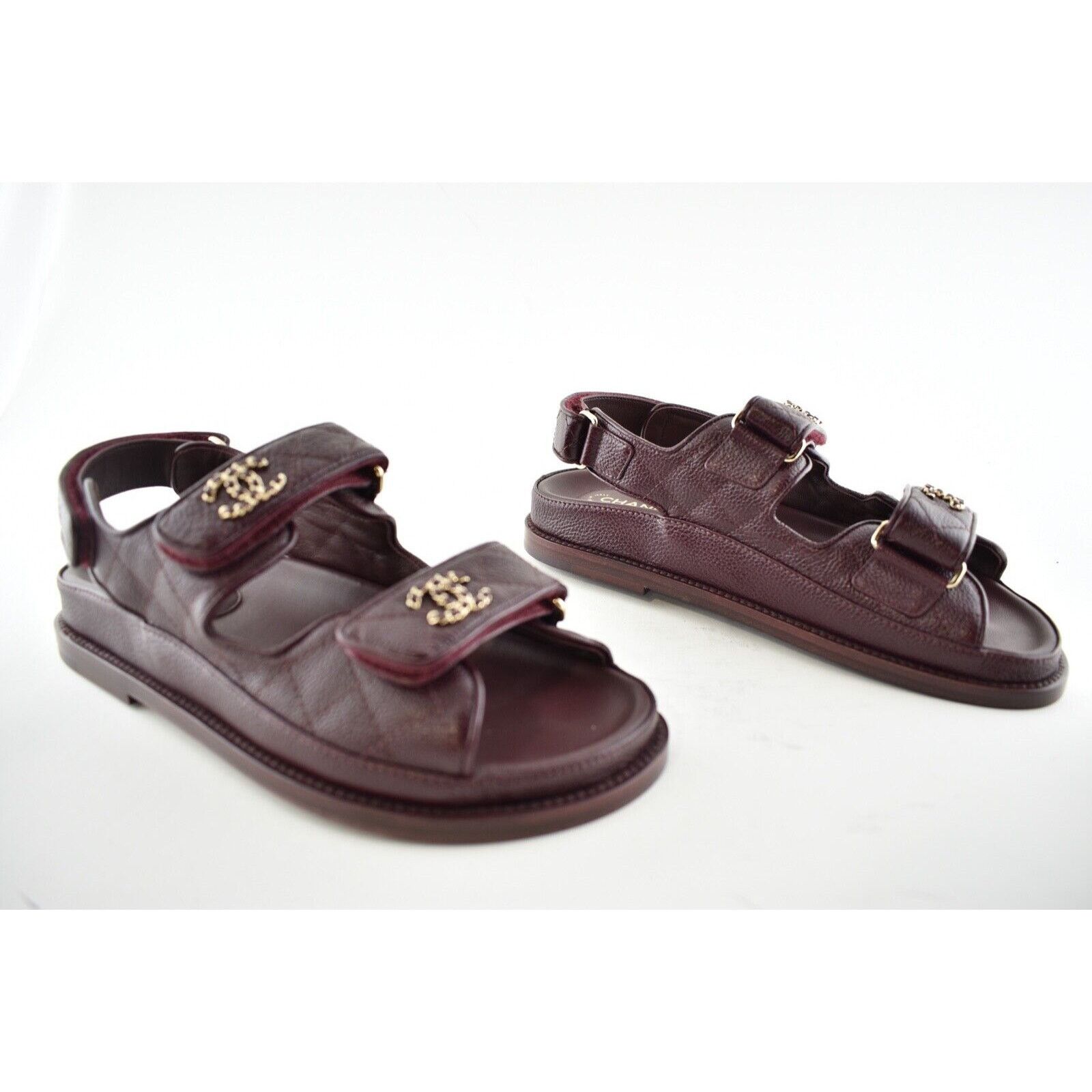 Chanel Chanel 21C Burgundy Red Caviar Gold CC Logo Mule Slide Size US 7.5 / IT 37.5 - 3 Thumbnail