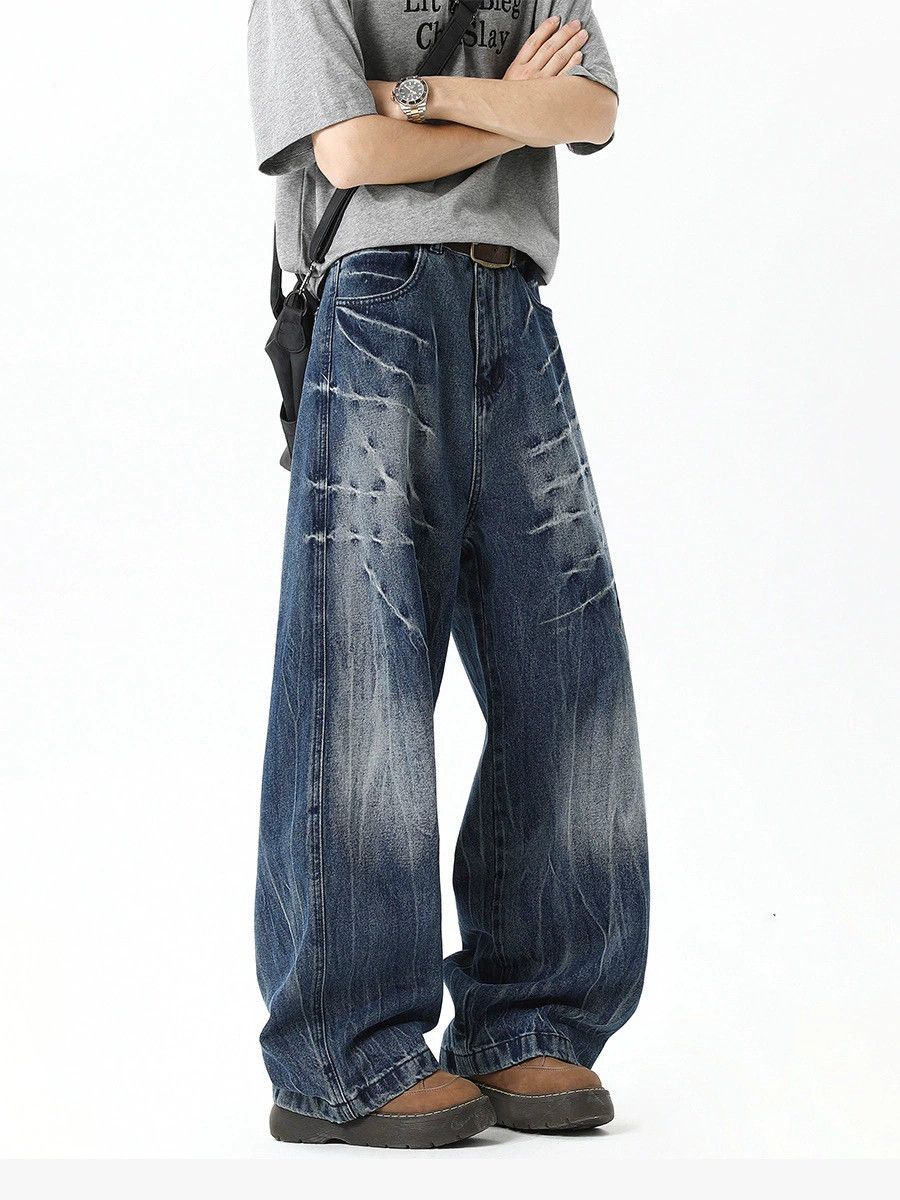 Vintage Men's trendy straight wide-leg lightning pattern jeans Size US 32 / EU 48 - 5 Thumbnail