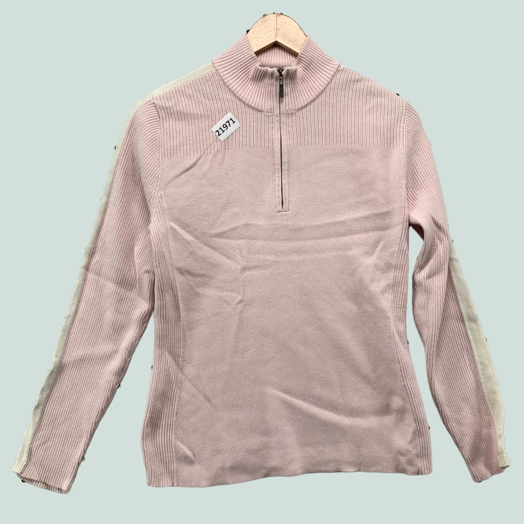 Tommy Hilfiger Tommy Hilfiger 1/4 Zip Pullover Sweater Womens Large Spell Out Long Sleeve Pink 18x24 Mens/Womens Size L / US 10 / IT 46 - 1 Thumbnail