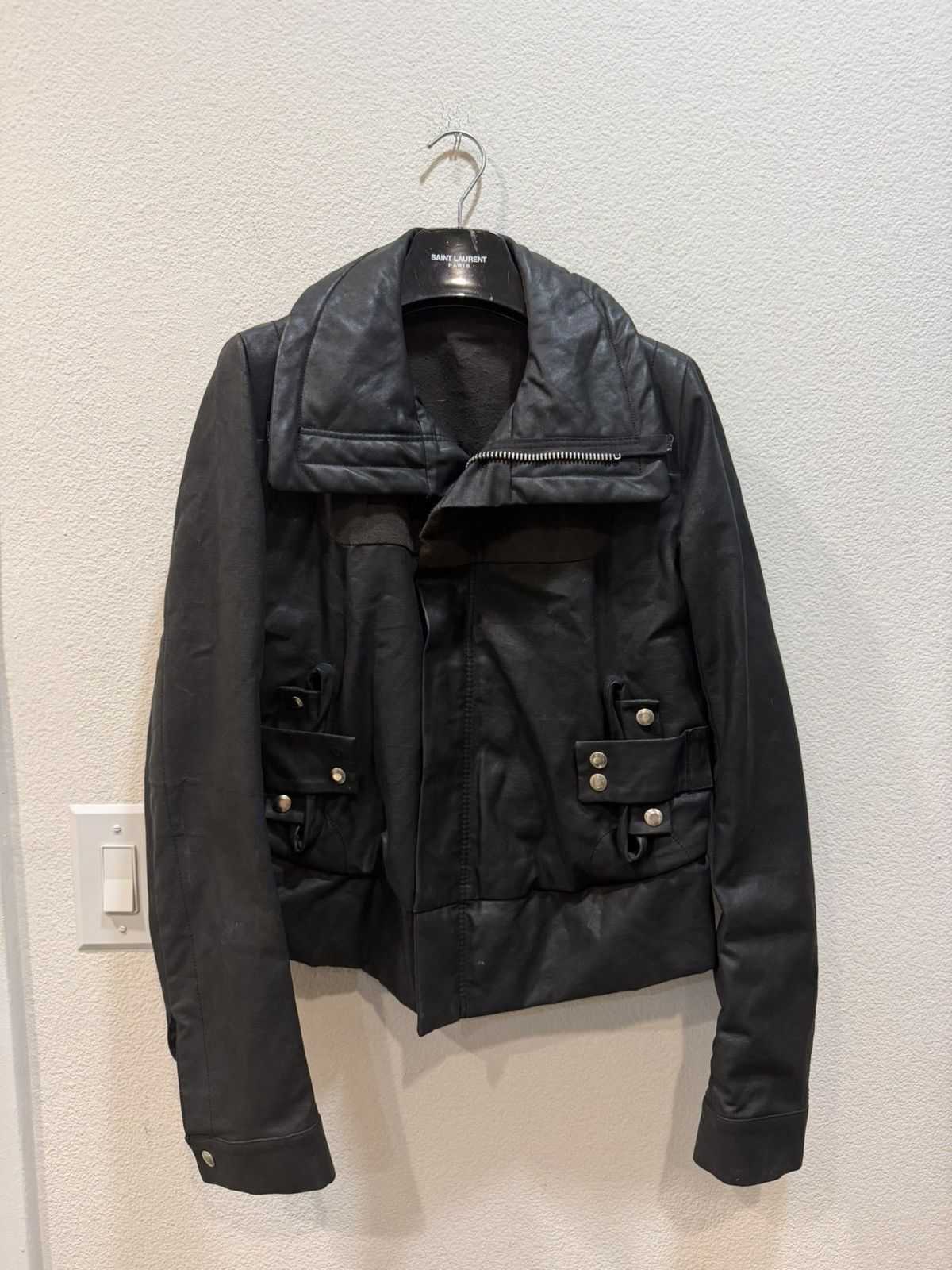 Rick Owens AW03 Pill Runway Waxed Funnel Neck Rider Jacket 46 Size US S / EU 44-46 / 1 - 1 Thumbnail