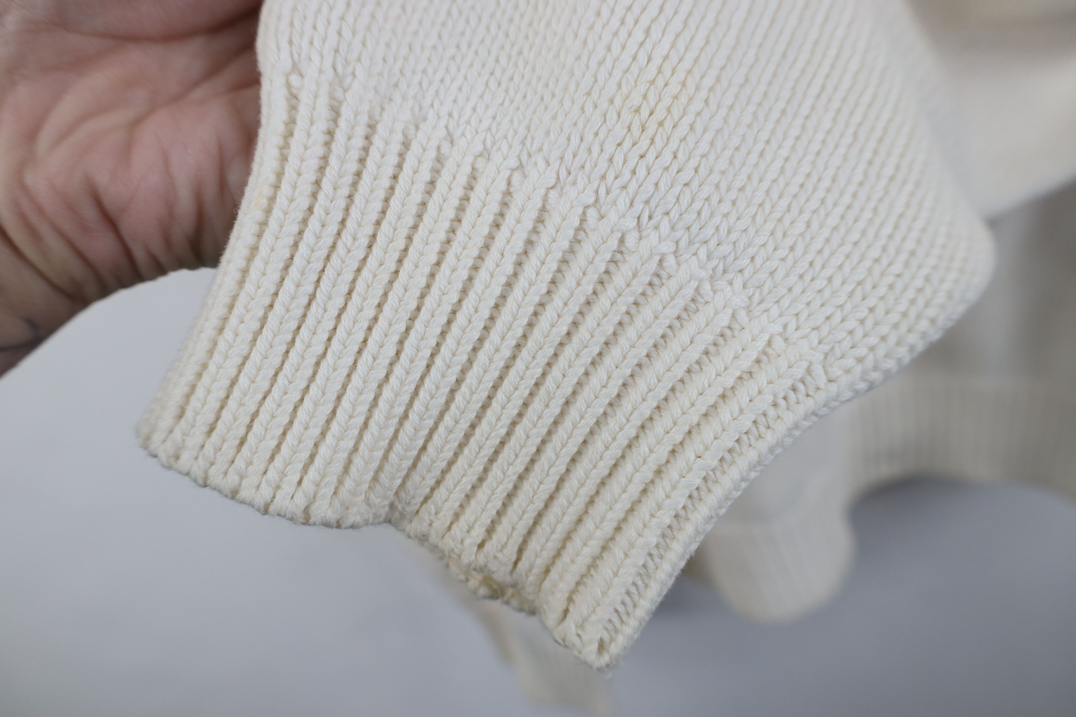 Vintage Vintage 90s Streetwear Cotton Knit Crewneck Sweater Cream Size US XL / EU 56 / 4 - 8 Thumbnail