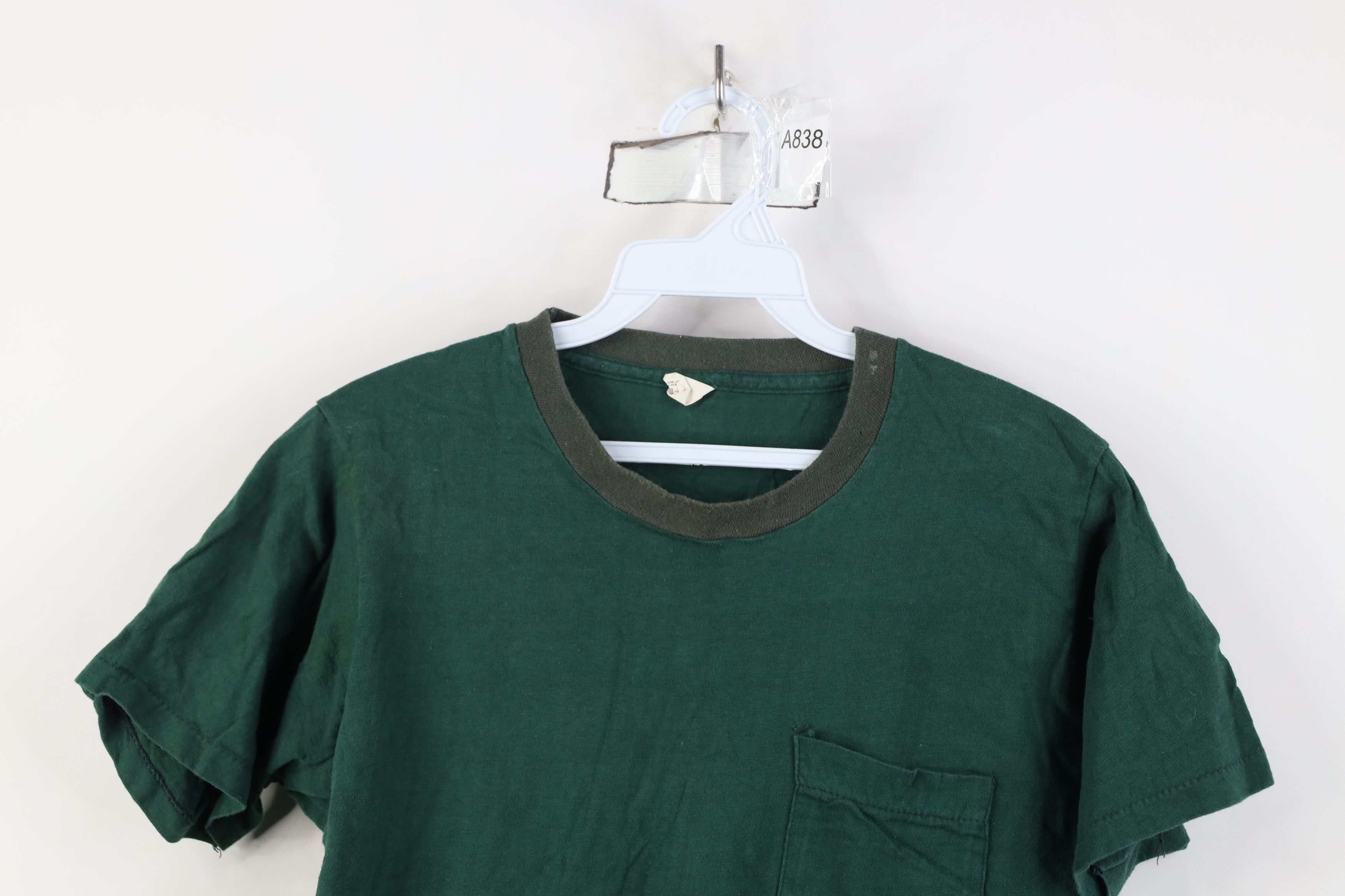 Vintage Vintage 70s Streetwear Blank Ringer T-Shirt Green Cotton USA Size US L / EU 52-54 / 3 - 2 Thumbnail
