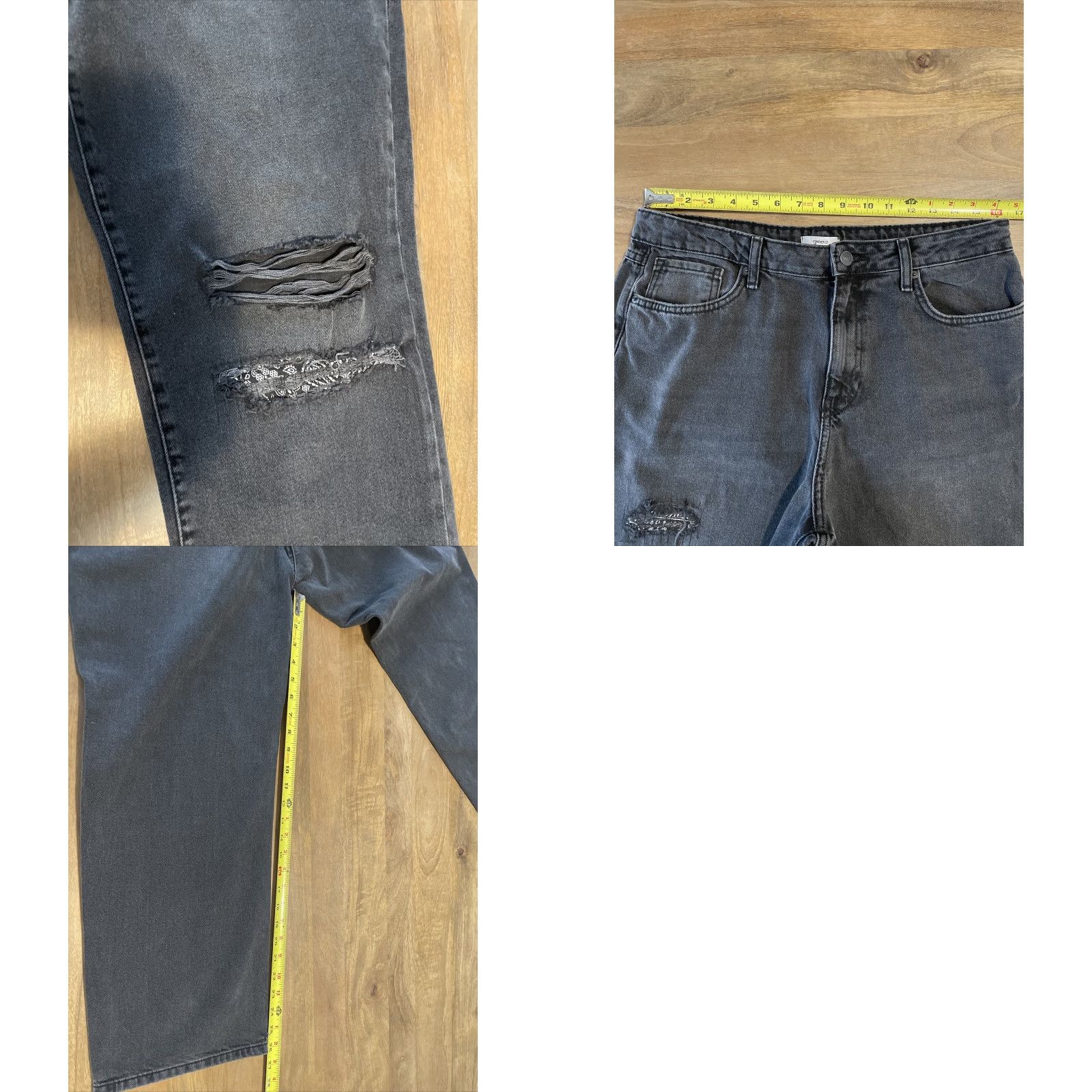 Forever 21 FOREVER 21 Jeans Women's 31 Straight Denim Black 100% Cotton Distressed Zipper Button Pockets Inseam 26" 33x26 NWT Size 24" / US 00 / IT 34 - 8 Thumbnail