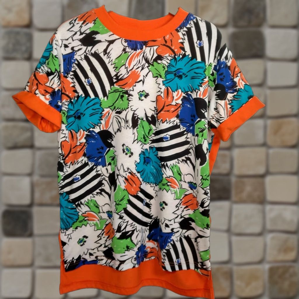 Etro VINTAGE Traffic Jam Shirt Women Small Orange Floral 80s Beach Surf Vintage 1980s Womens Size S / US 4 / IT 40 - 1 Thumbnail