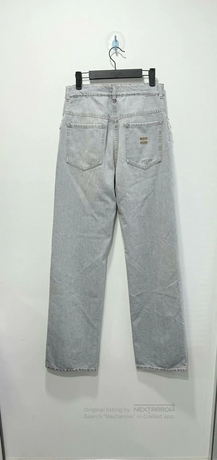 Miu Miu Miu Miu 25 Rhinestone Gray Jeans 24. Size 24" / US 00 / IT 34 - 2 Thumbnail