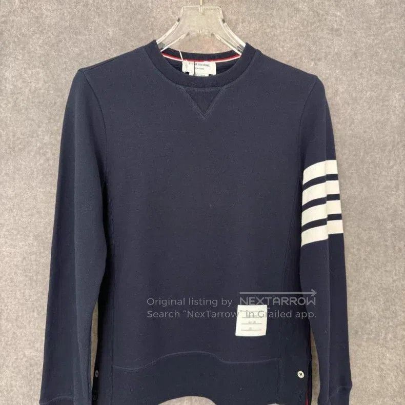 Thom Browne Thom Browne Classic Crewneck Sweatshirt Navy Blue Size US S / EU 44-46 / 1 - 2 Thumbnail