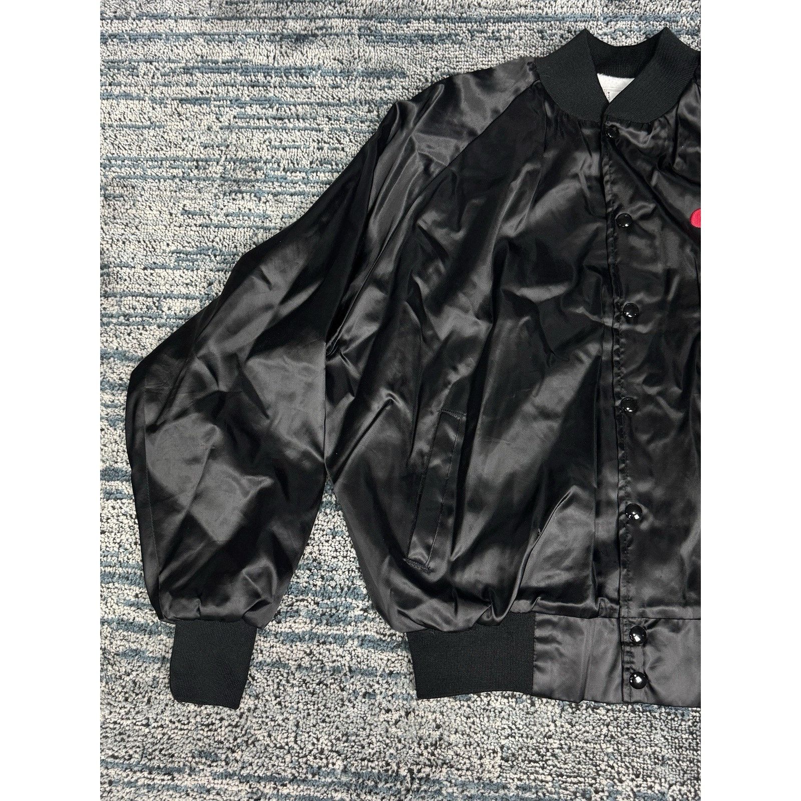 & Other Stories Vintage Silky Satin Embroidered CF Trucker Bomber Jacket L Size US L / EU 52-54 / 3 - 7 Thumbnail