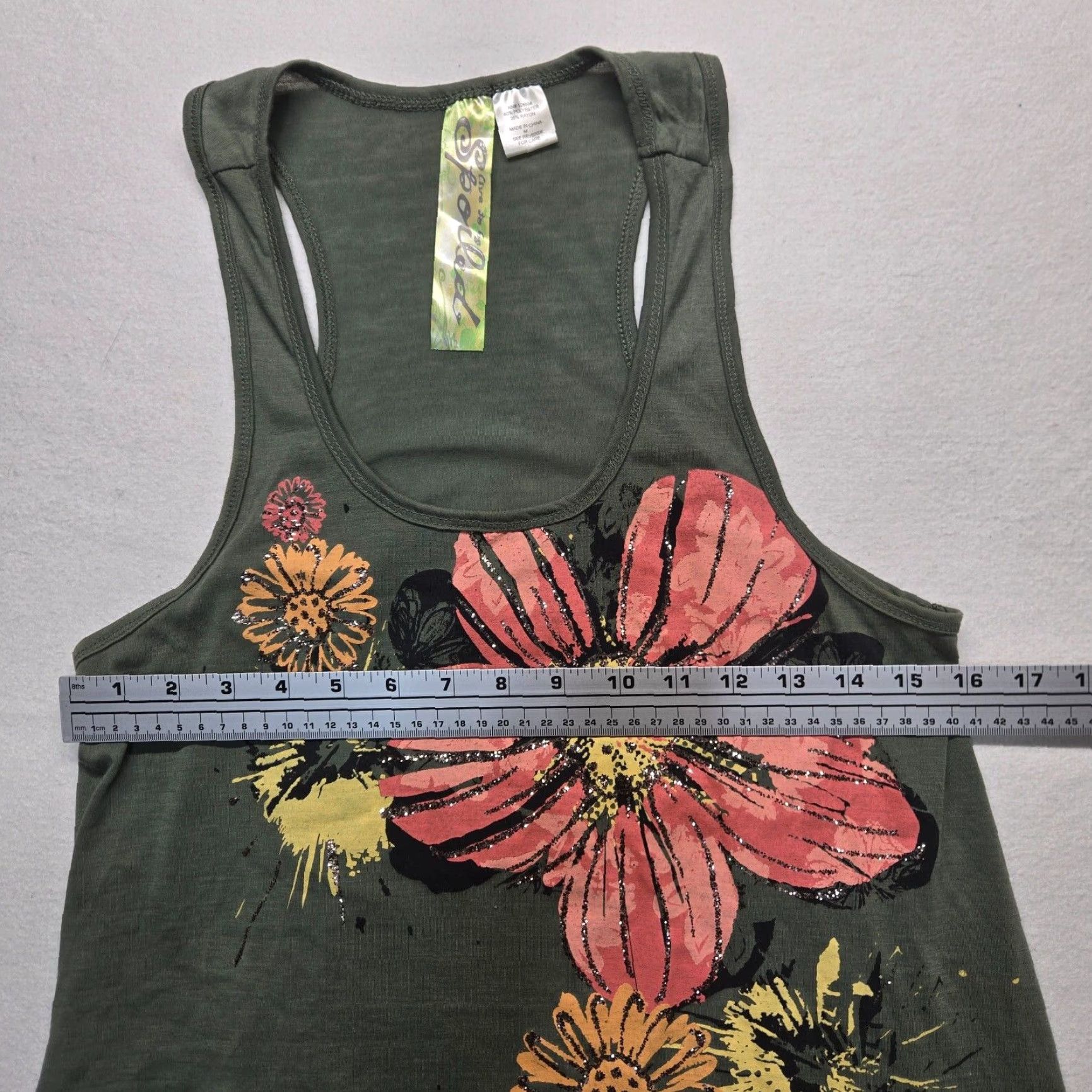 Vintage Live To Be Spoiled Shirt Tank Sleeveless Racerback M Green Floral Women Size M / US 6-8 / IT 42-44 - 5 Thumbnail