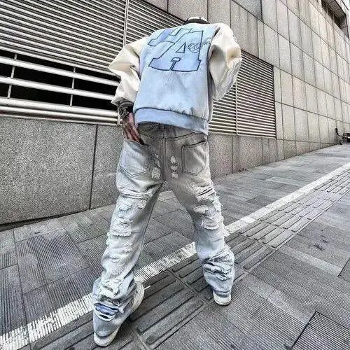 VIBE Distressed Baggy Denim Jeans, Ripped Jeans Size US 30 / EU 46 - 3 Thumbnail