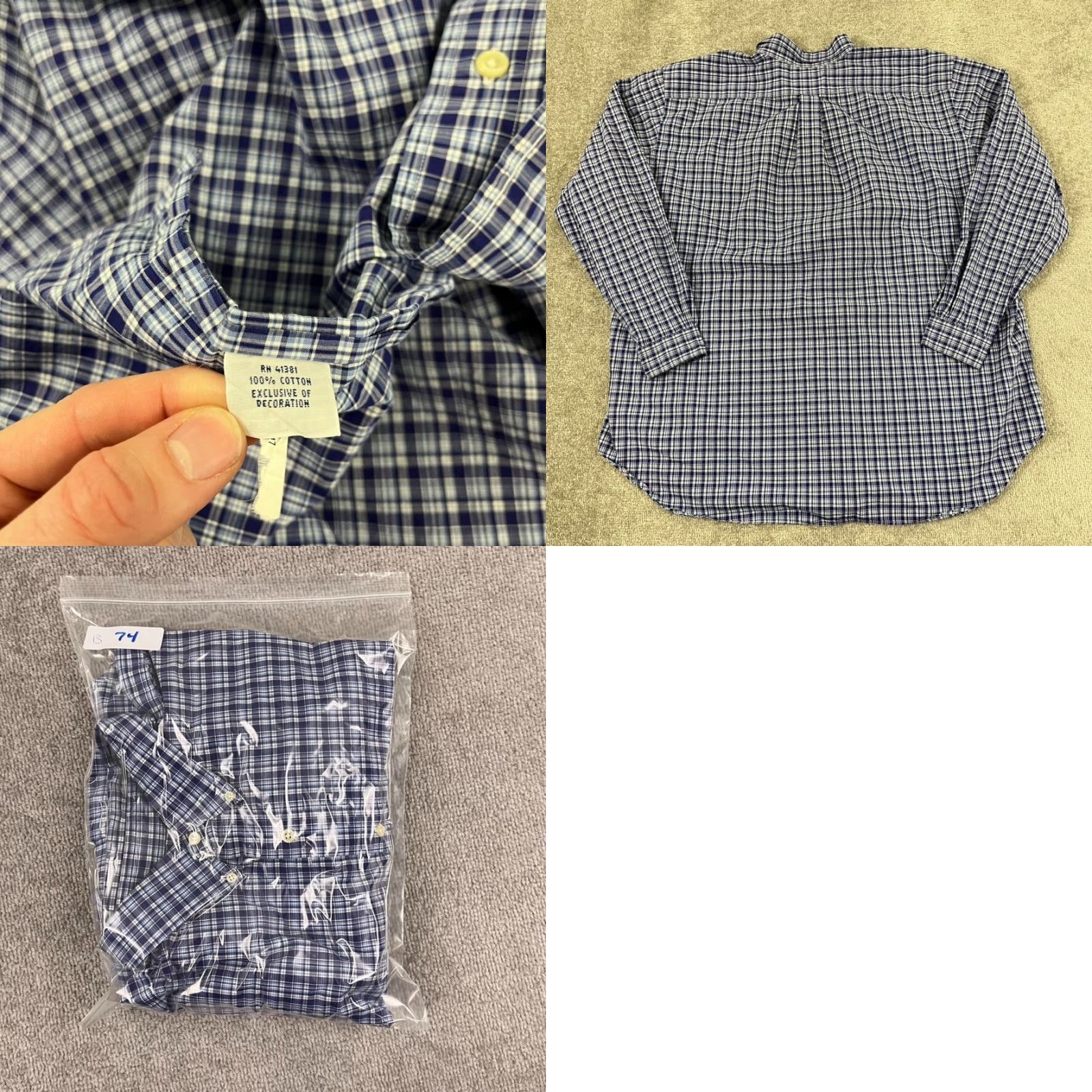 Ralph Lauren VINTAGE RALPH LAUREN Shirt Mens 3XLT Tall Blue Plaid Button Down Long Sleeve Pony Casual Size US XXL / EU 58 / 5 - 8 Thumbnail
