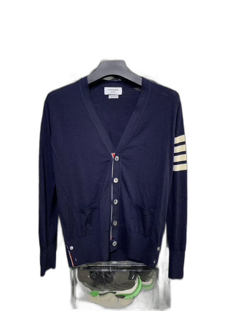 Thom Browne TB Navy Four-Stripe Wool Cardigan Size US M / EU 48-50 / 2 - 1 Thumbnail