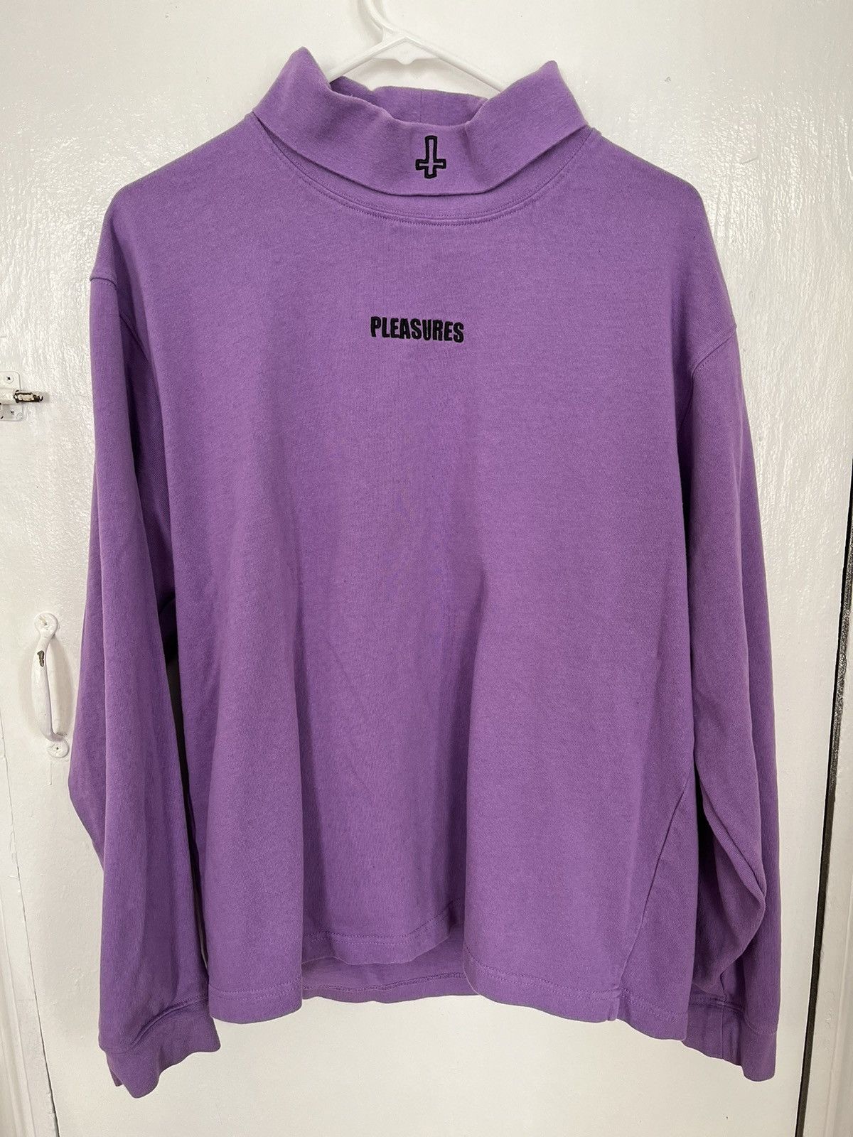 image of Pleasures Upside Down Cross Turtleneck in Purple, Men's (Size Large)