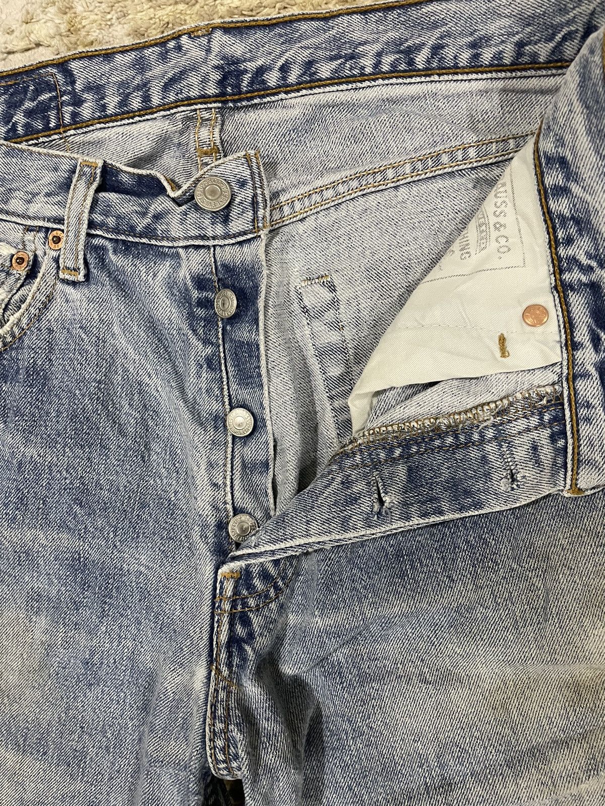 Levi's Vtg Levis 501 EU distressed patchwork sashiko boro Size US 31 - 5 Thumbnail