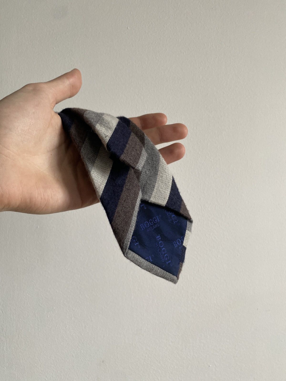 Boggi × Designer Boggi Striped Wool Silk Tie Size ONE SIZE - 5 Thumbnail