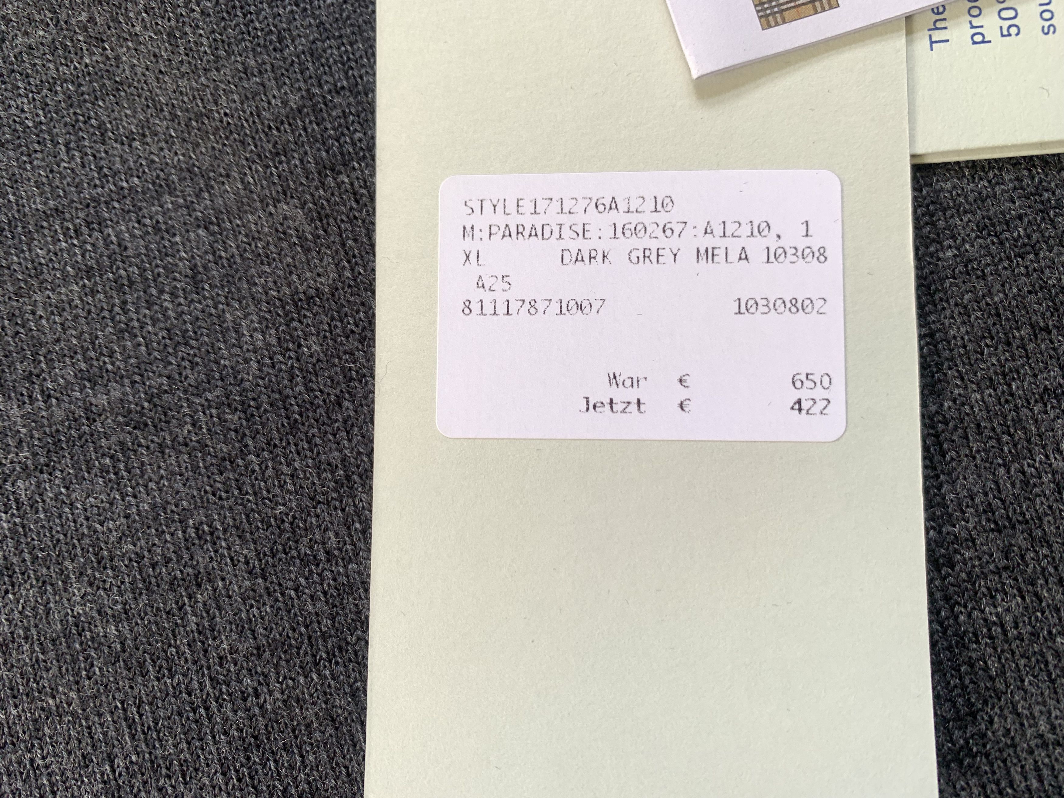 Burberry Burberry Paradise Mens Merino Wool Melange Grey Sweater Size US XL / EU 56 / 4 - 11 Thumbnail