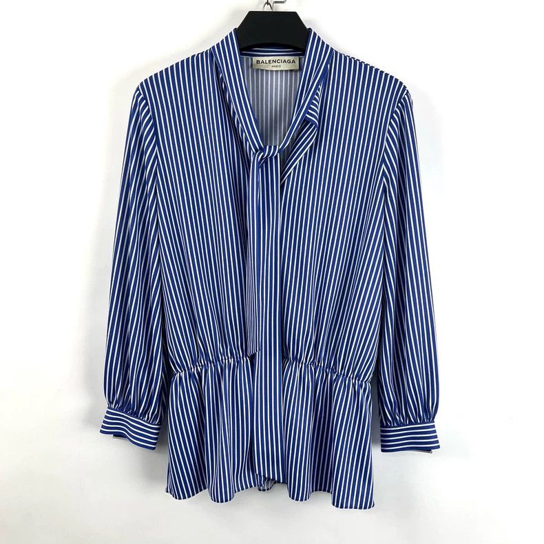 Balenciaga Balenciaga Blue White Stripe Top - dmc Size US XS / EU 42 / 0 - 1 Thumbnail