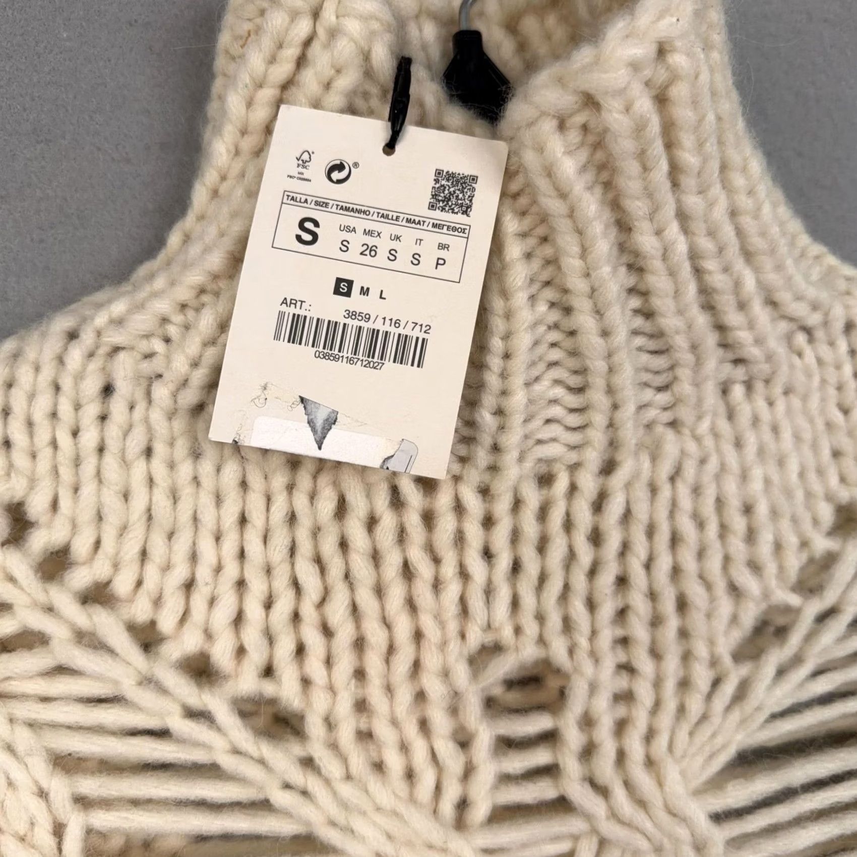 Zara Zara Sweater Womens Small White Open Cable Knit Turtleneck Chunky Pullover NWT Size S / US 4 / IT 40 - 4 Thumbnail