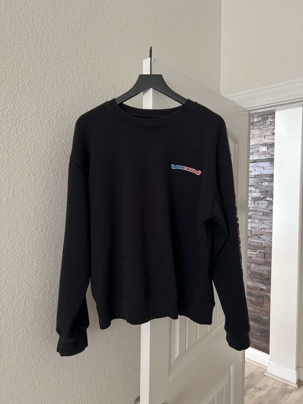 image of Chrome Hearts Matty Boy American Flag Crewneck in Black, Men's (Size XL)