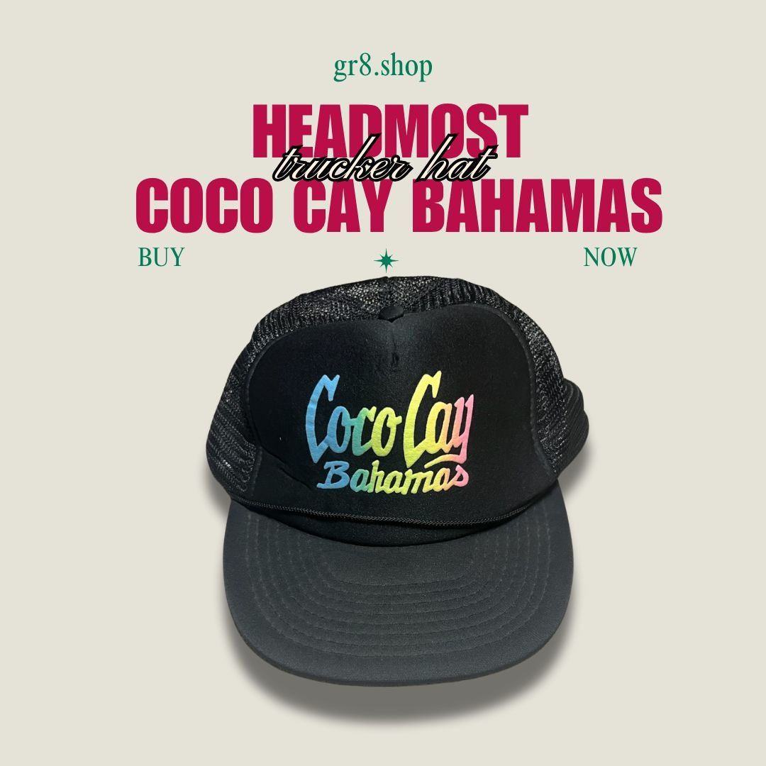 Other Headmost Black Trucker Hat Coco Cay Bahamas Logo Adjustable Size ONE SIZE - 1 Thumbnail