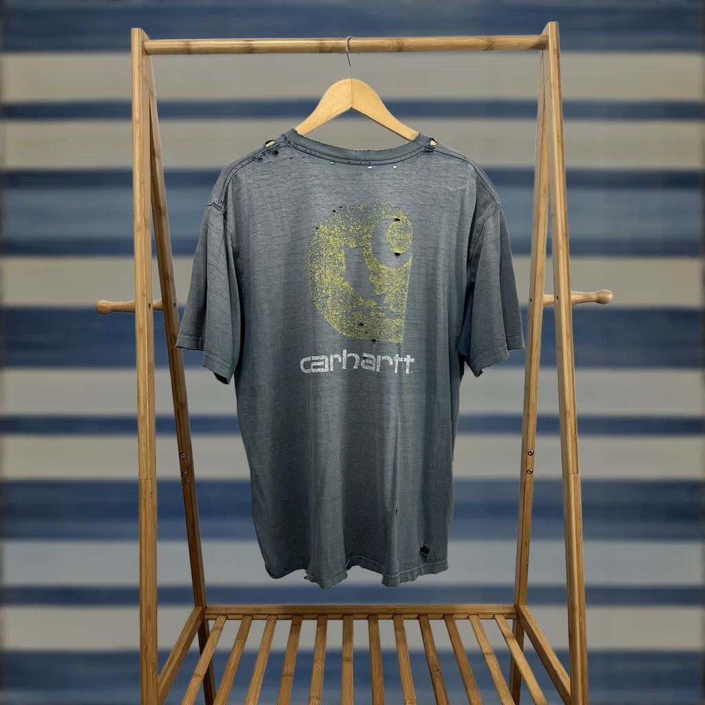 Carhartt VTG Carhartt Gradient Sun Faded Thrashed Worn WIP Distressed Pocket T-Shirt L Turquoise Men Shirt Short Sleeve Size L Mens Size US L / EU 52-54 / 3 - 1 Thumbnail