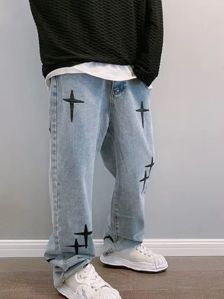 Jean STAR Straight Leg Loose Denim Jeans, Baggy Jeans Size US 27 - 2 Thumbnail