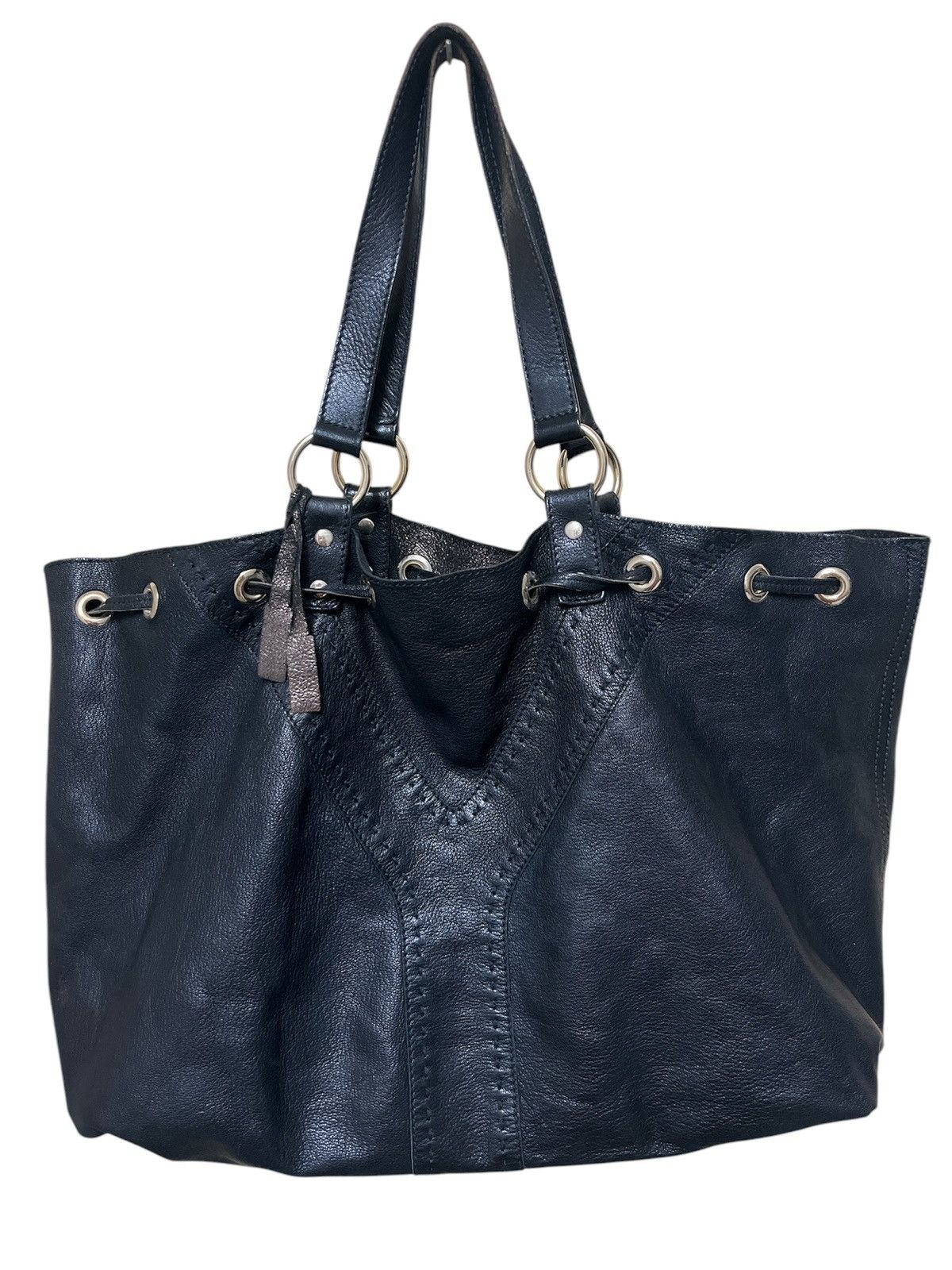 Yves Saint Laurent Calfskin Reversible Double Sac Y Tote Black Gold Size ONE SIZE - 2 Thumbnail