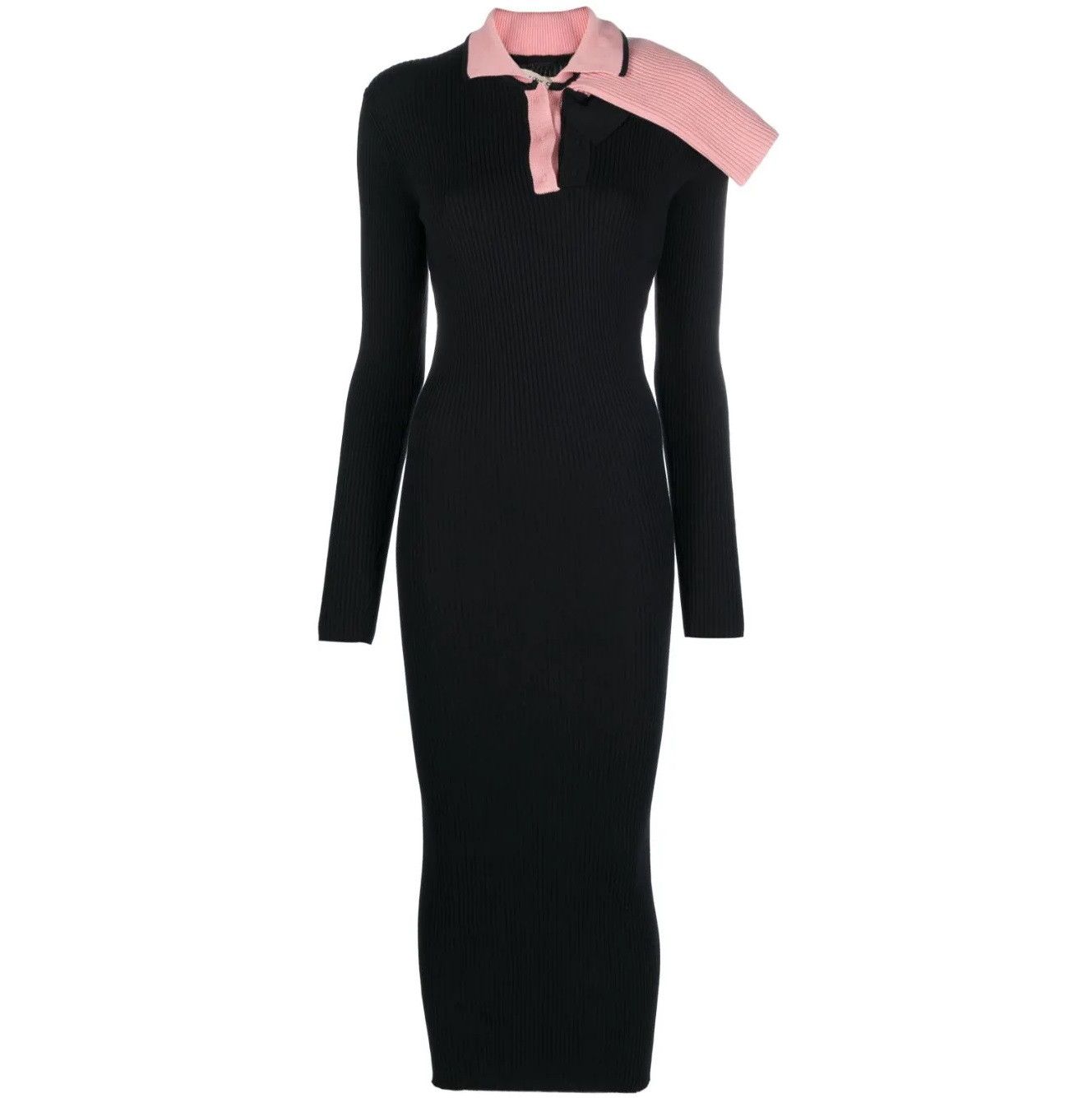 Image of Yproject Triple-Collar Maxi Knitted Dress Black/light Pink in Black Pink, Women's (Size XS)