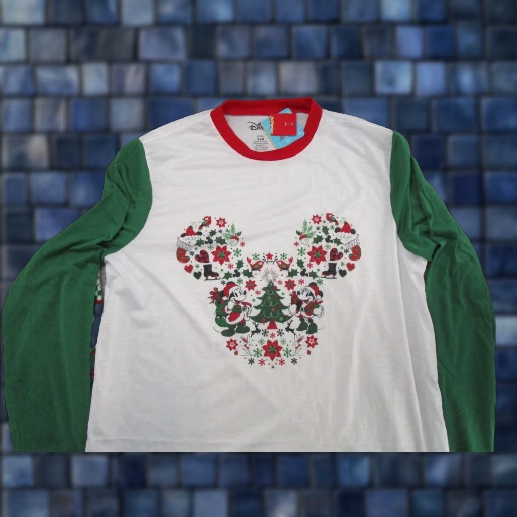 Disney Disney Pajama Set Shirt Men L Mickey Mouse Christmas Fleece Multicolor Plaid Christmas Theme Crew Neck Holiday Pajamas MENS Size US L / EU 52-54 / 3 - 1 Thumbnail