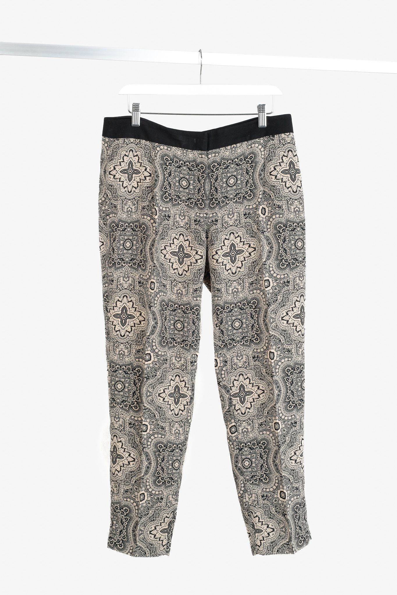 Max Mara Max Mara Weekend Beige & Black Paisley Crepe Trousers Size 34" / US 12 / IT 48 - 1 Thumbnail