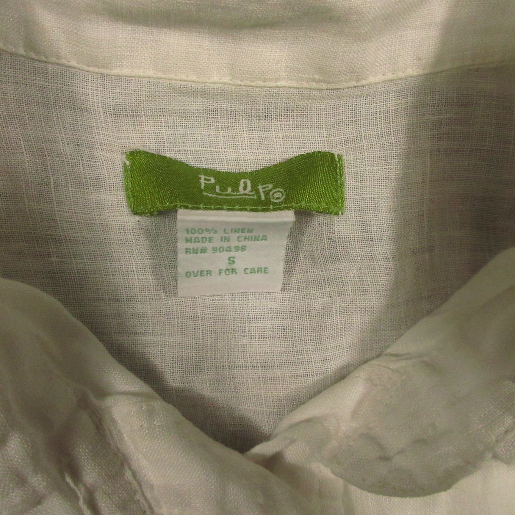 Vintage Pulp Shirt White Linen Womens Small 3/4 Sleeve Button Front Blouse Cottage Size S / US 4 / IT 40 - 3 Thumbnail