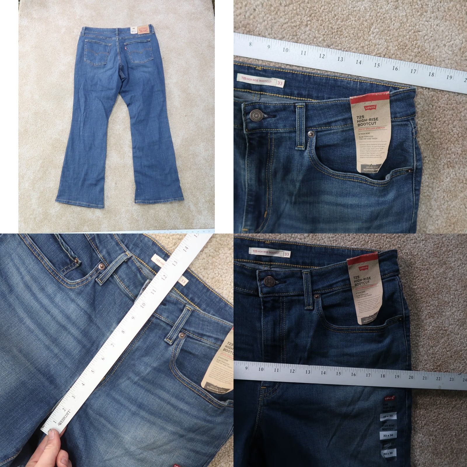 Levi's Levi's 725 Boot Cut Jeans Women's 33 Blue Denim Stretch Pants Regular High Rise 5-Pocket Brand Levi's Size 24" / US 00 / IT 34 - 9 Thumbnail