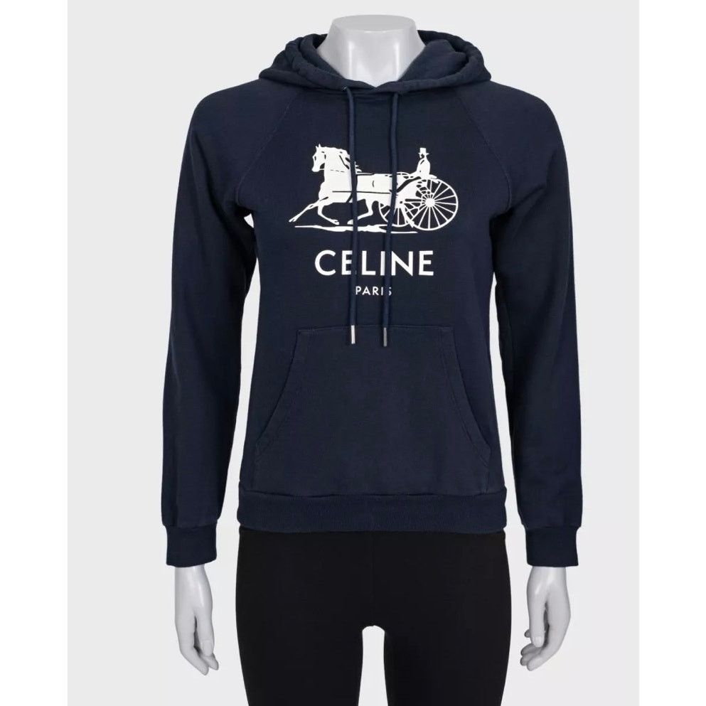 Celine Celine Blue Cotton Cashmere Hoodie - Size XS Size XS / US 0-2 / IT 36-38 - 1 Thumbnail