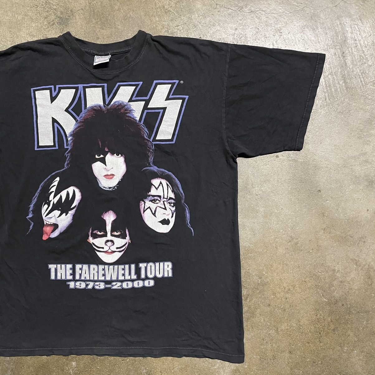 image of Band Tees x Kiss Vintage 2000 Kiss “Farewell Tour” Rock Band Tour T-Shirt in Black, Men's (Size 2XL