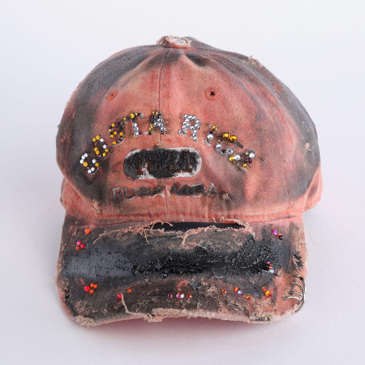 Other ASTROBOI* Costa Rica Trashed Faded Orange Rhinestone Hat Size ONE SIZE - 1 Thumbnail