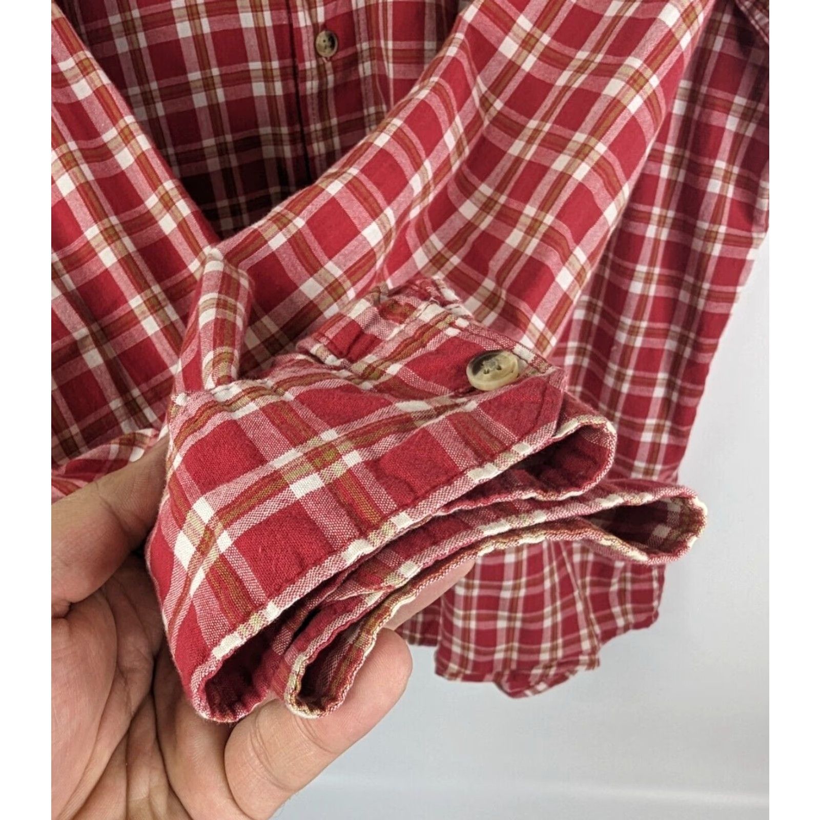 Wrangler Wrangler Button-Up Shirt Red Plaid L Long Sleeve Cotton Polyester Spandex Men’s Casual Workwear Vintage: No Size US L / EU 52-54 / 3 - 5 Thumbnail