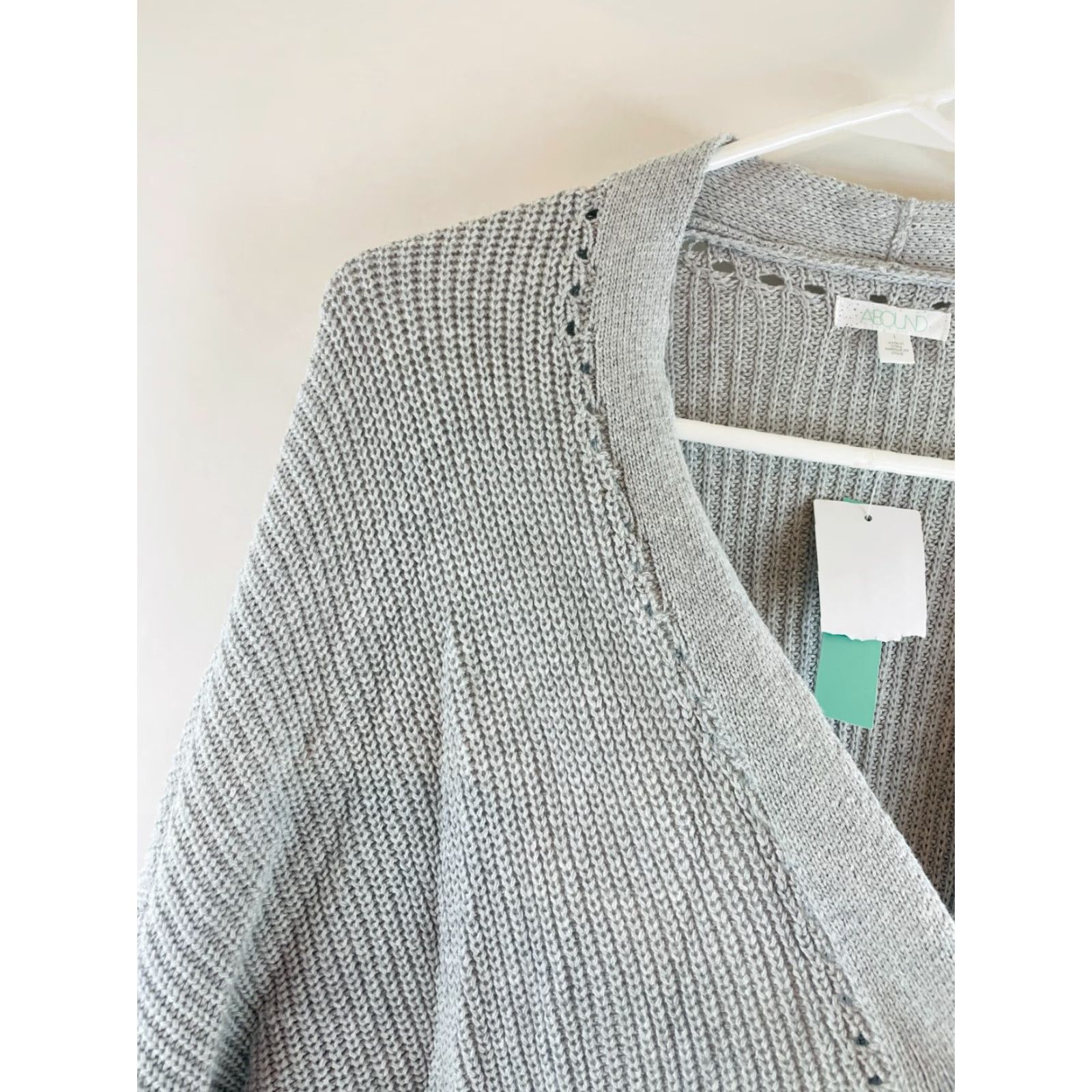 Vintage ABOUND Sweater Cardigan Women's L Light Gray Open Knitted Long Sleeve NWT Size L / US 10 / IT 46 - 3 Thumbnail