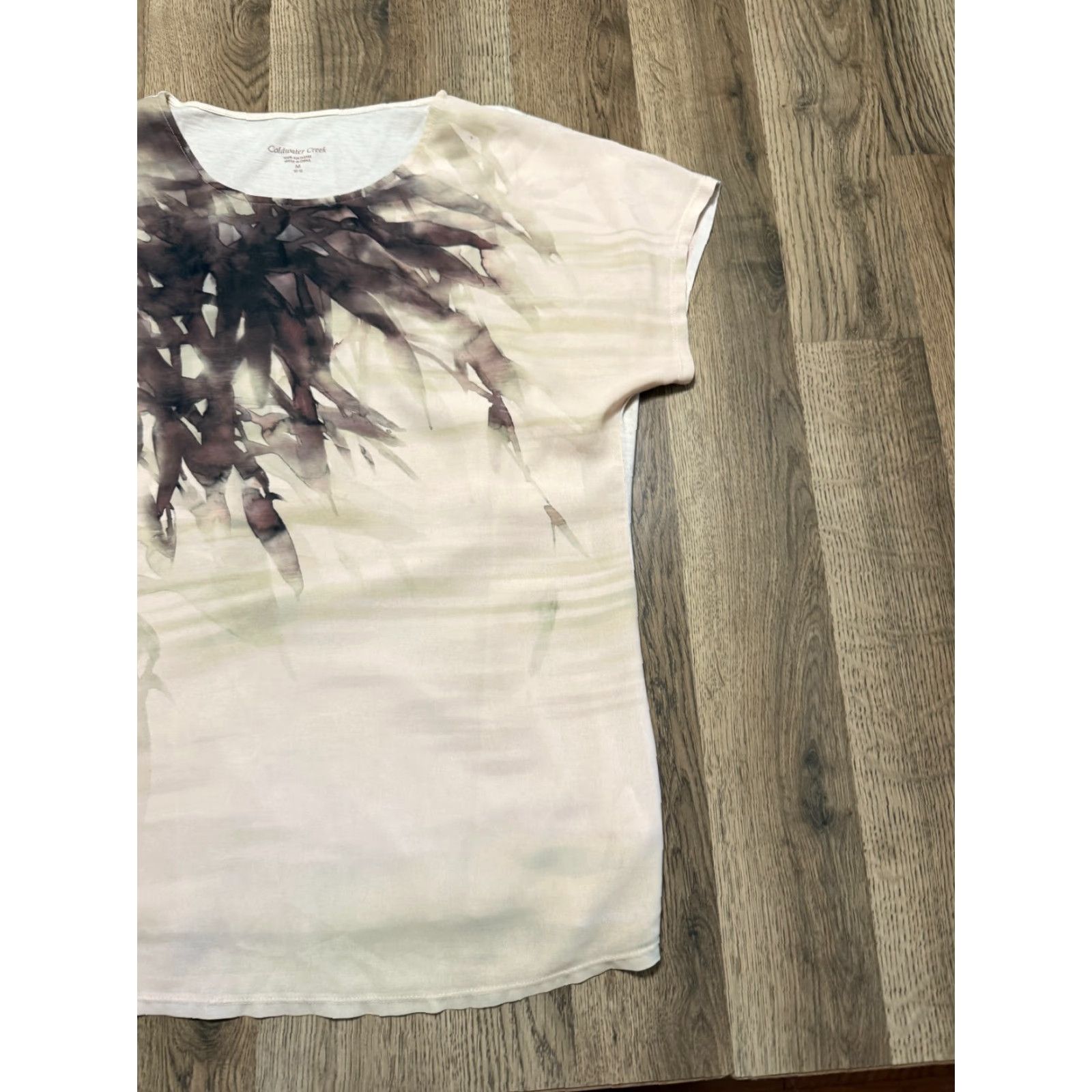 Coldwater Creek Coldwater Creek Shirt Womens Medium Tan Brown Short Sleeve Casual Regular Solid Modern Basic 90s? Size M / US 6-8 / IT 42-44 - 4 Thumbnail