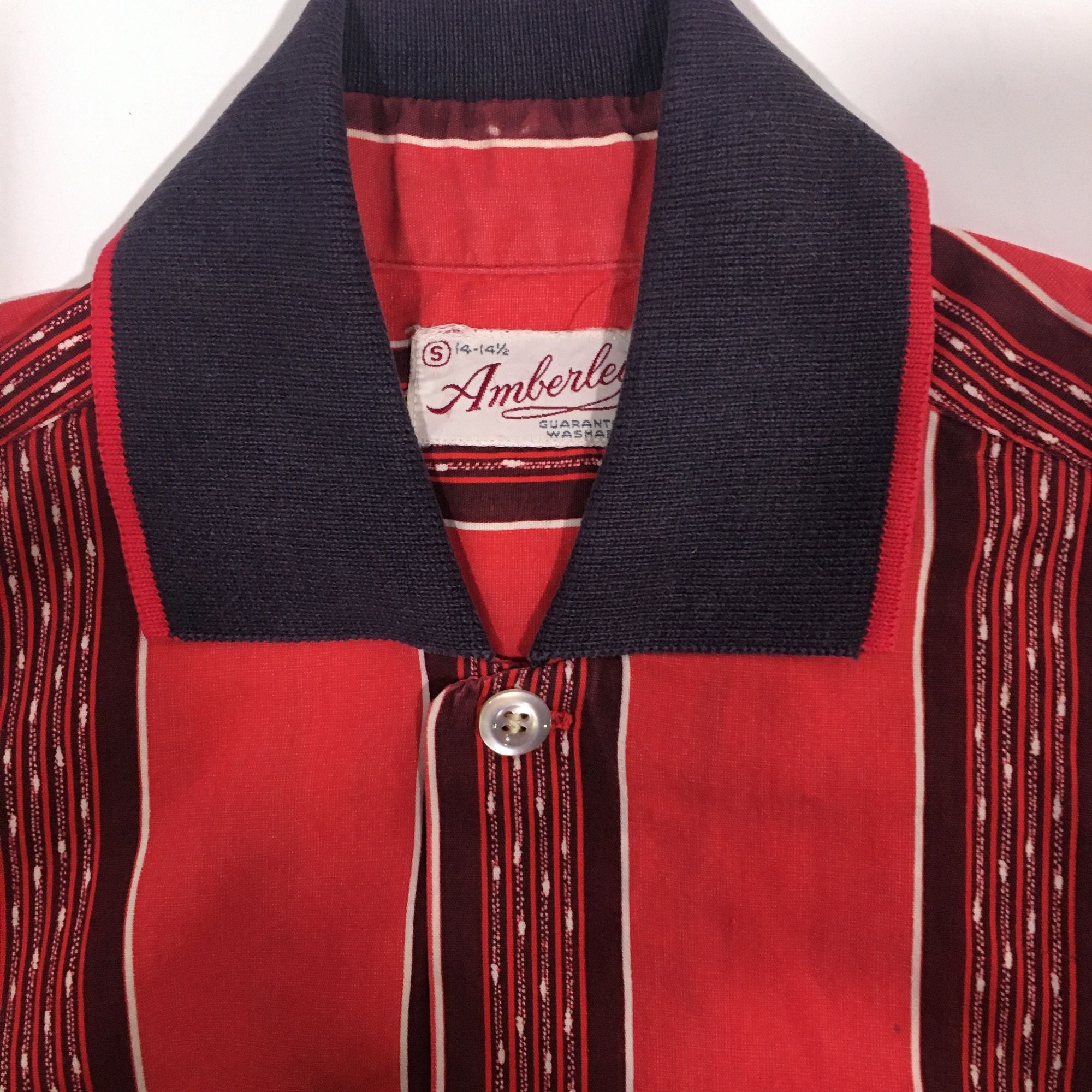 Other Vtg Amberley Red PANEL Rockabilly ATOMIC Stripe Shirt Size US S / EU 44-46 / 1 - 7 Thumbnail